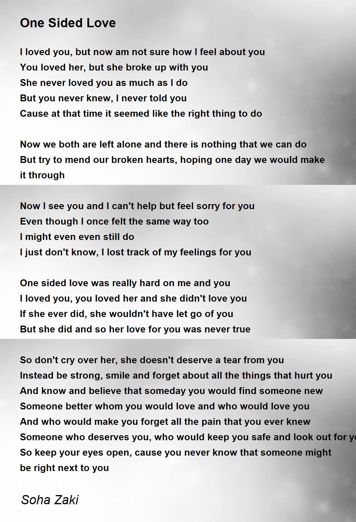 One Sided Love - One Sided Love Poem by Soha Zaki