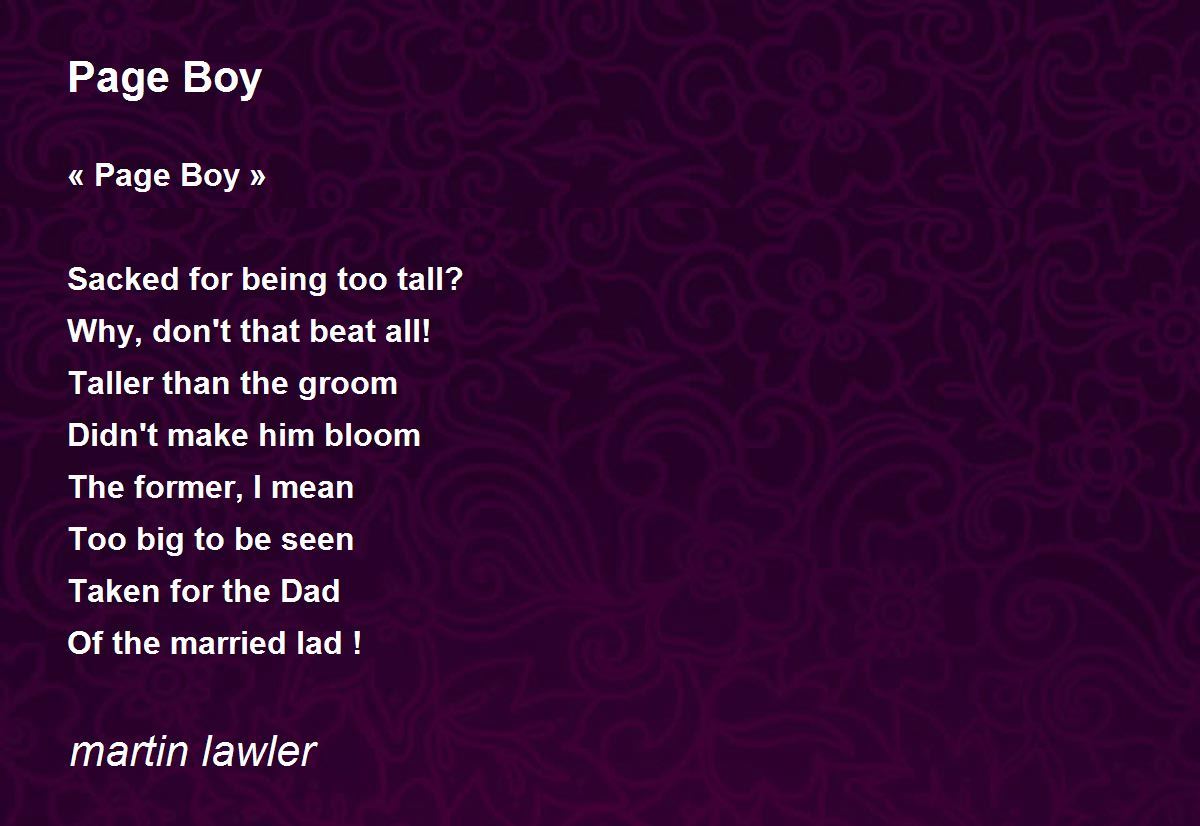 Page Boy by martin lawler Page Boy Poem