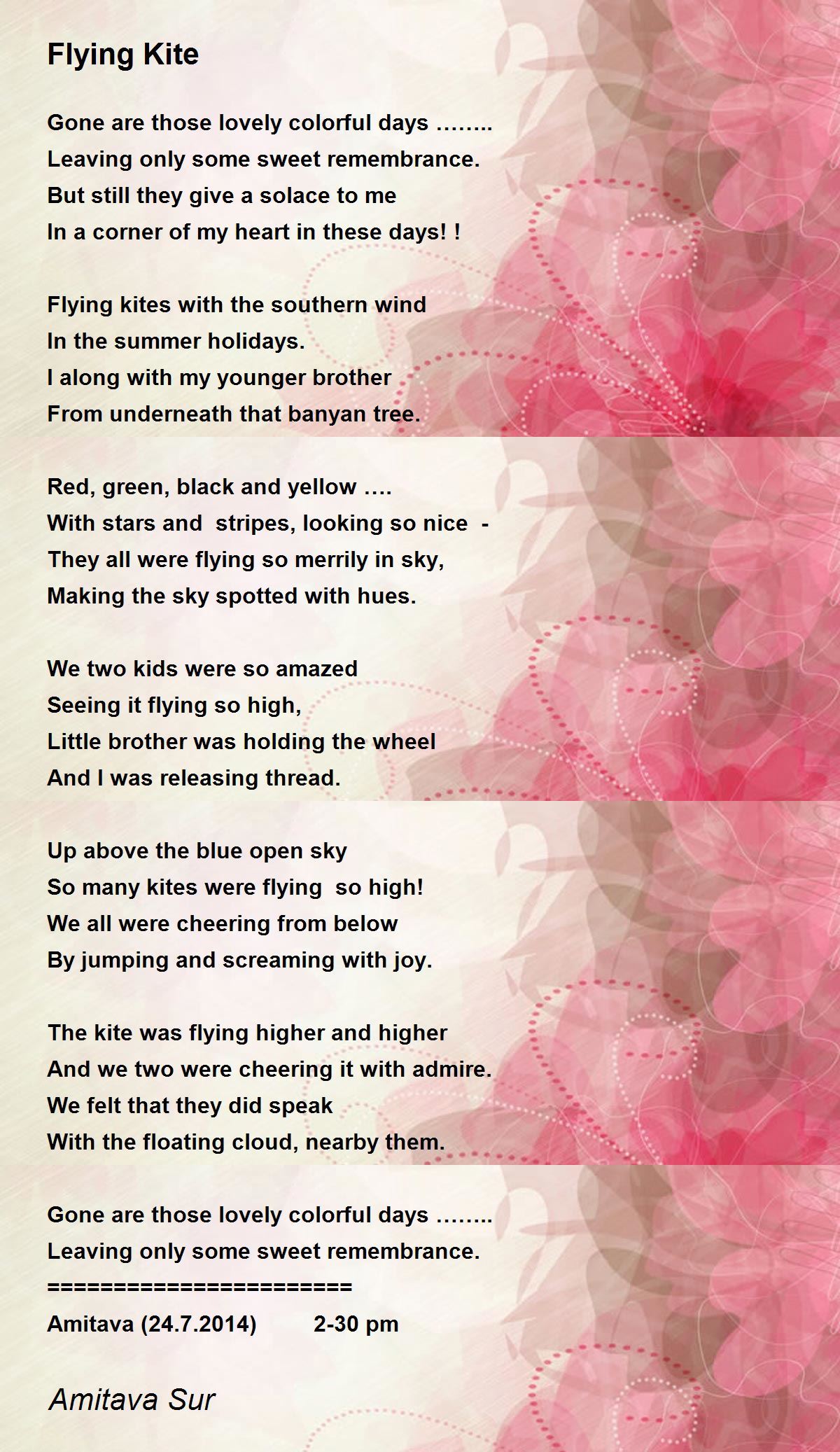 Flying Kite by Amitava Sur Flying Kite Poem