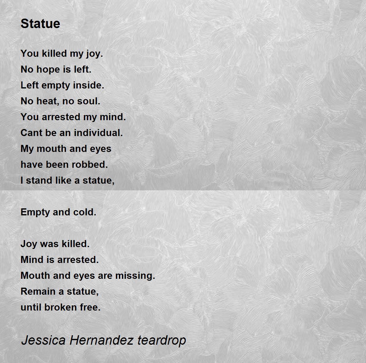 Statue Statue Poem by Lyric Hernandez teardrop