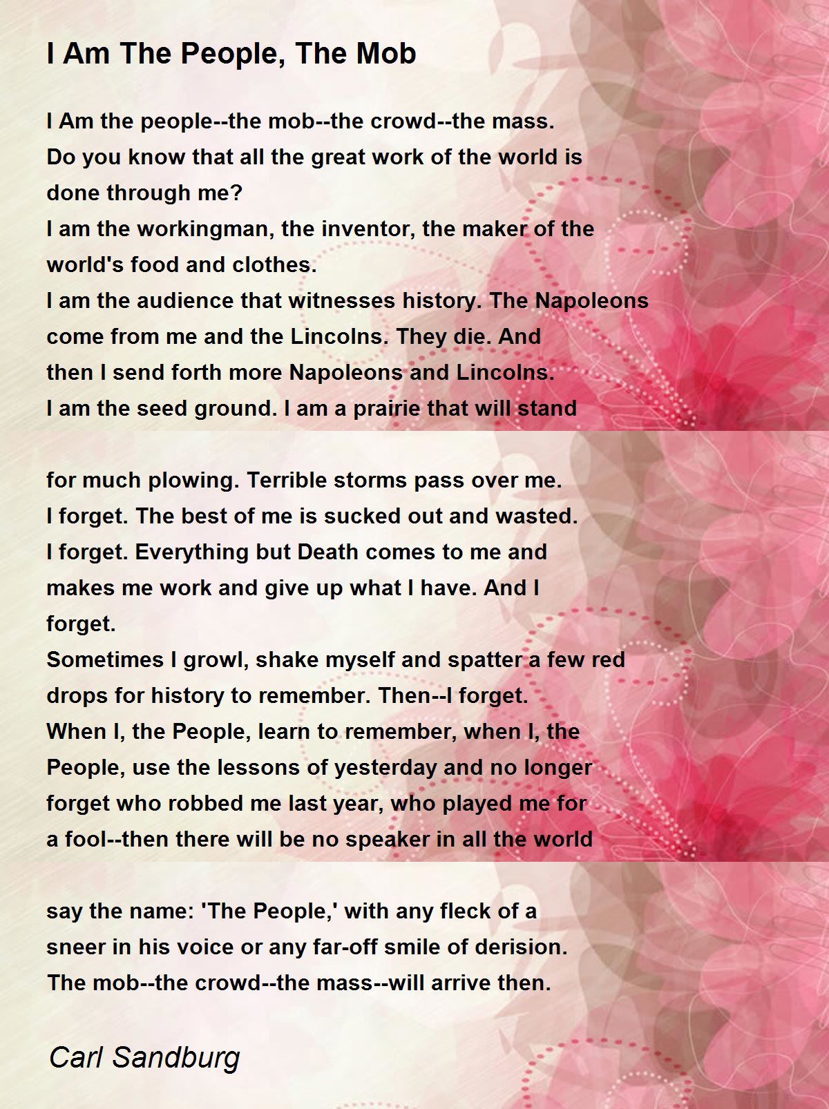 new write for to how job a biography Sandburg Poem The I  Poem Carl Mob The by Am  People,