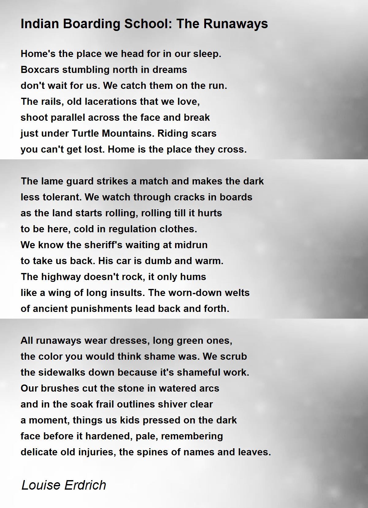 Indian Boarding School: The Runaways Poem by Louise Erdrich - Poem Hunter