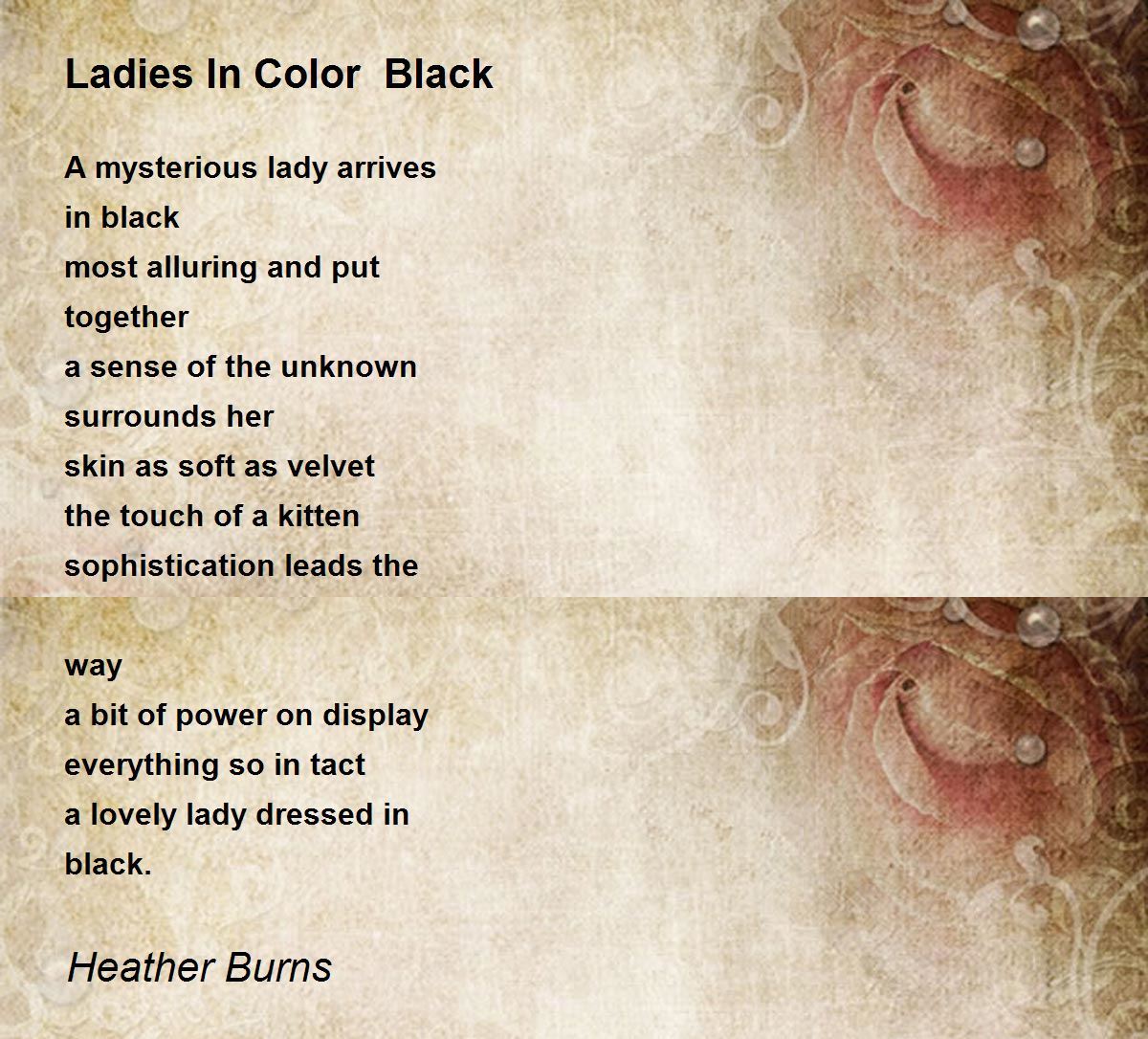 Ladies In Color Black by Heather Burns - Ladies In Color Black Poem