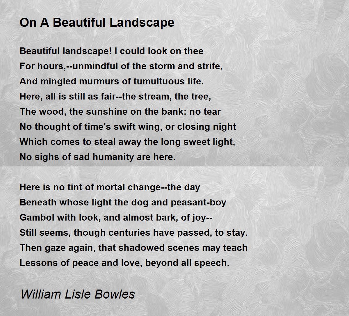 On A Beautiful Landscape Poem by William Lisle Bowles - Poem Hunter