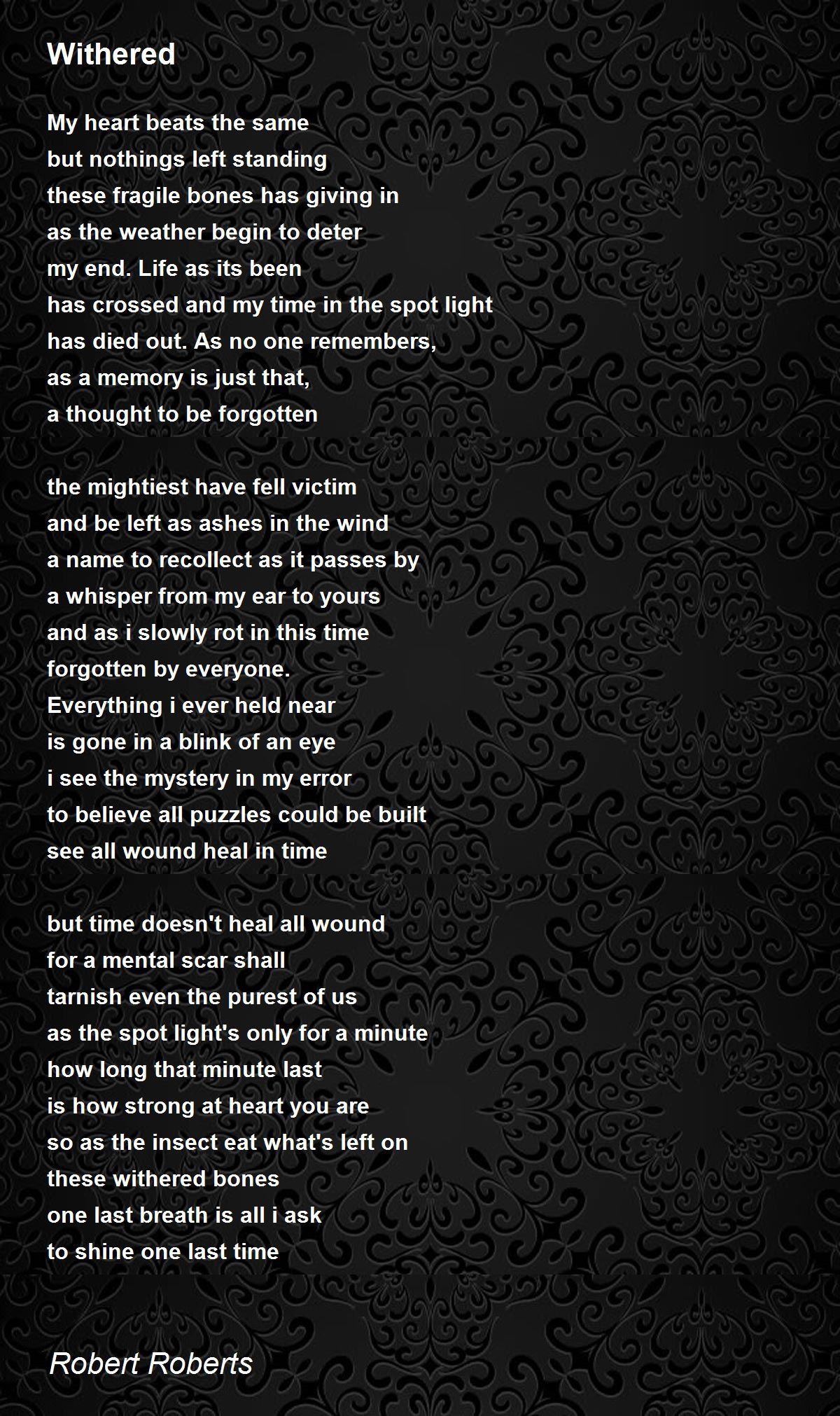 Withered Withered Poem by Robert Roberts