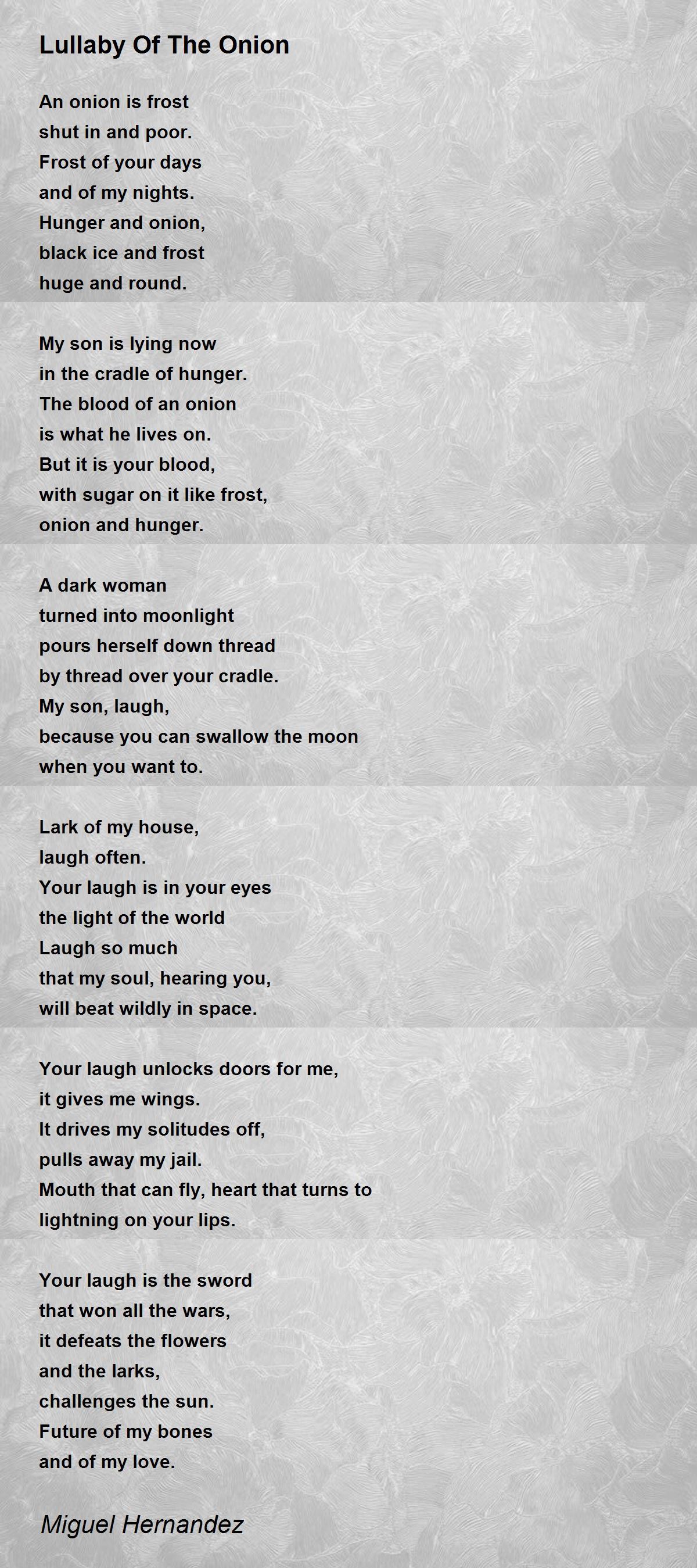 Lullaby Of The Onion Lullaby Of The Onion Poem by Miguel Hernandez