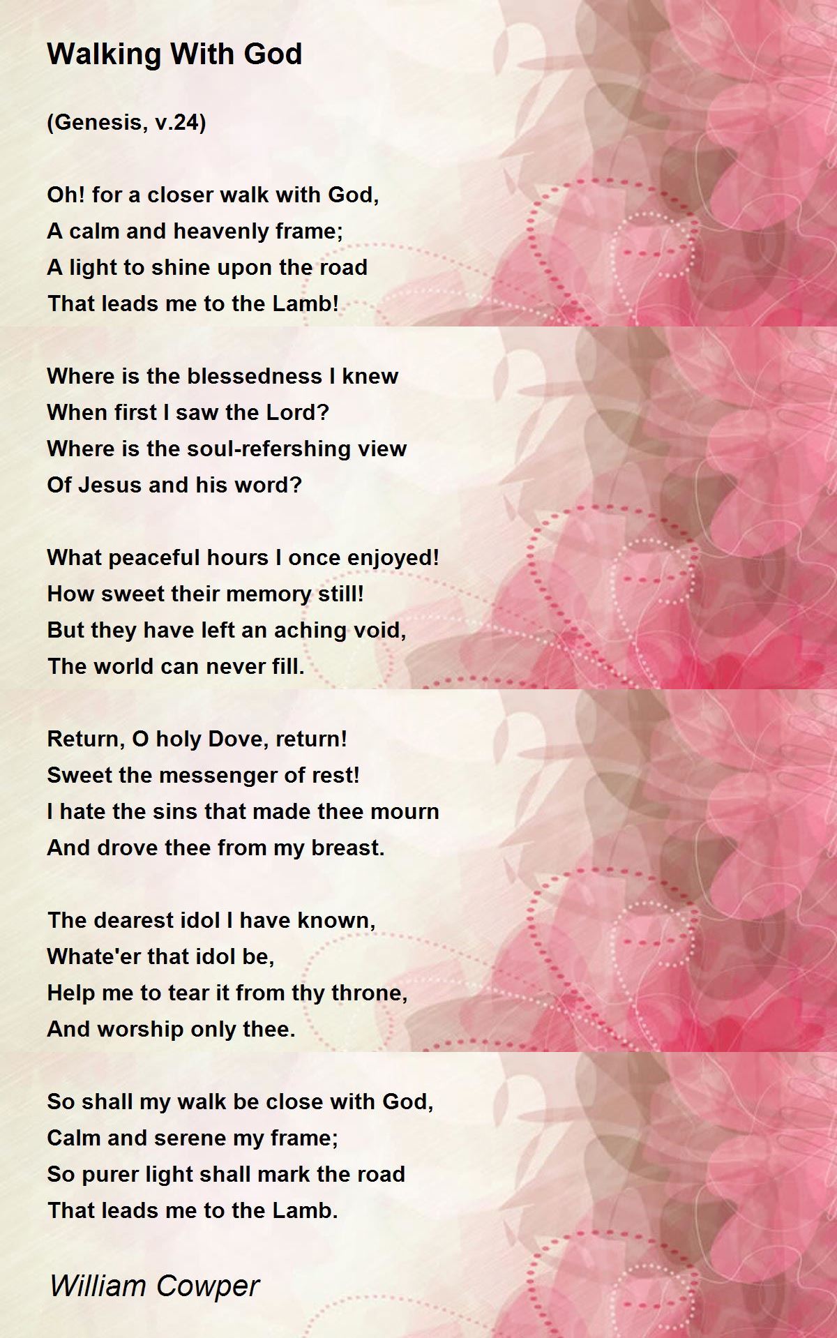 Walking With God Poem by William Cowper - Poem Hunter