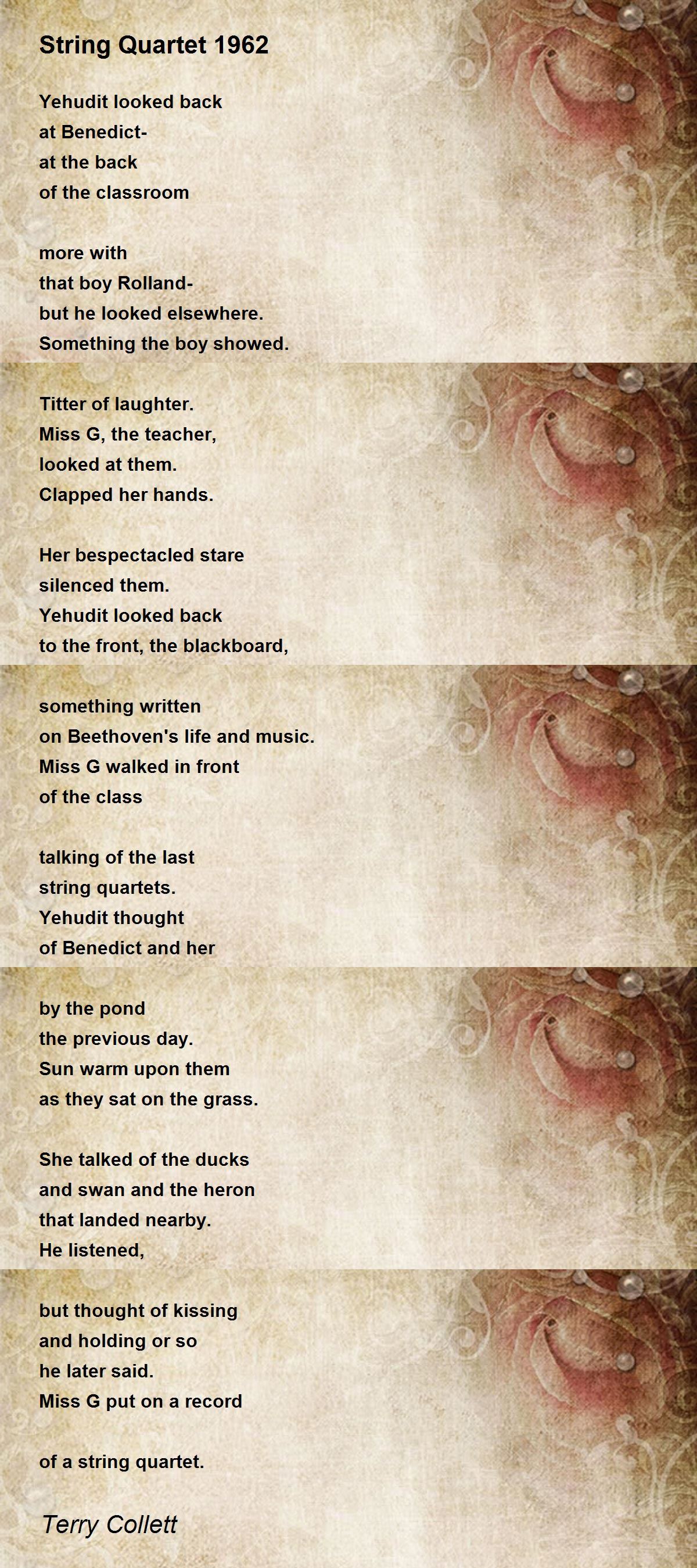 String Quartet 1962 by Terry Collett String Quartet 1962 Poem