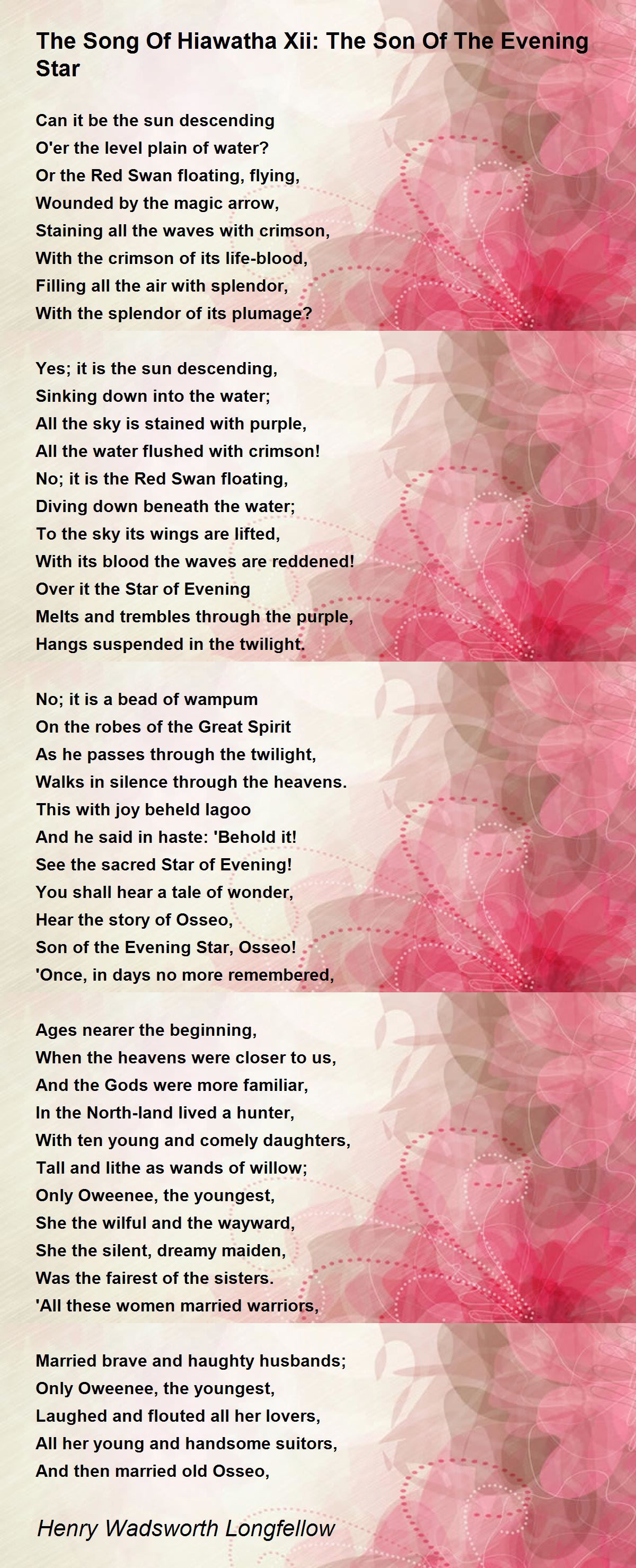 The Song Of Hiawatha Xii The Son Of The Evening Star The Song Of