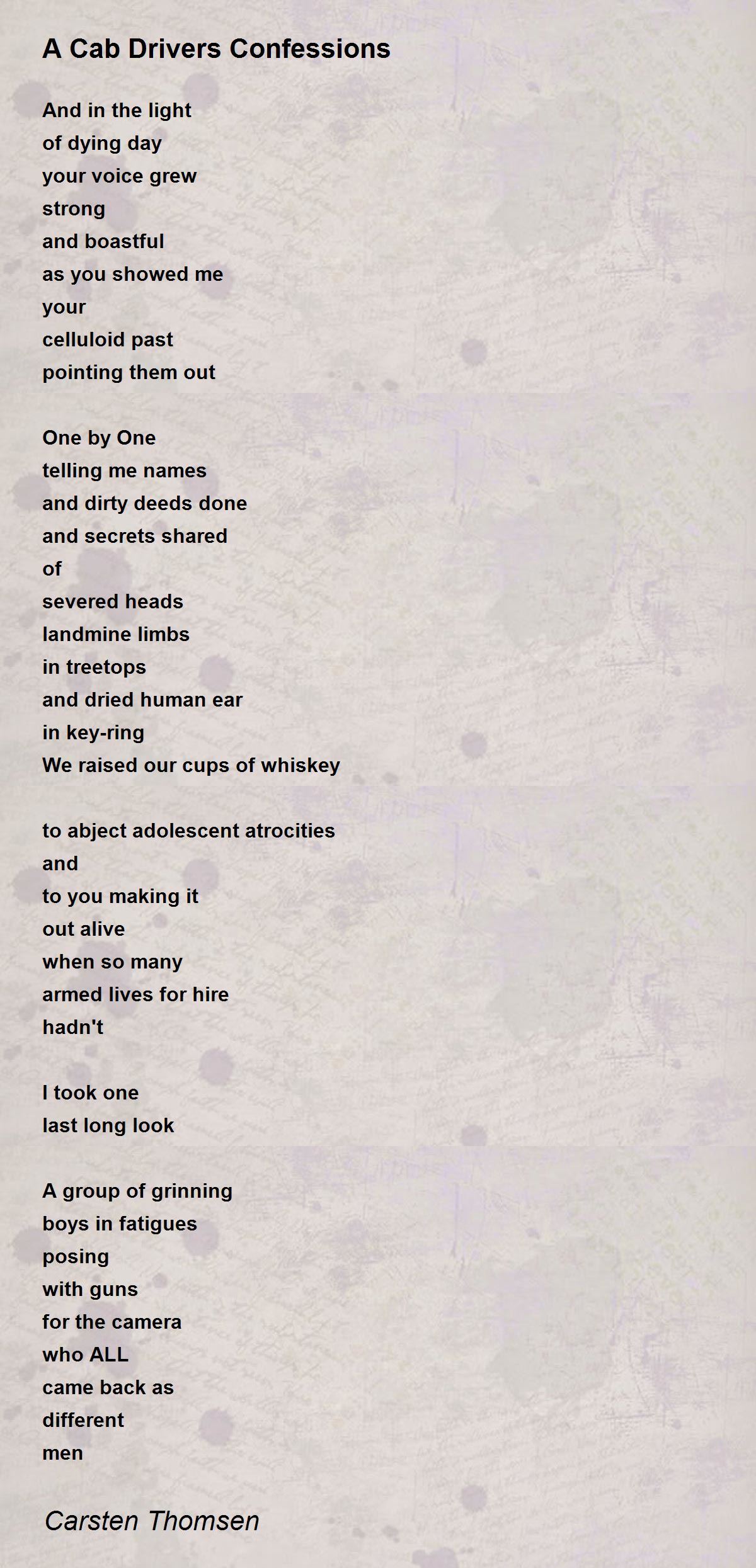 A Cab Drivers Confessions by Carsten Thomsen A Cab Drivers