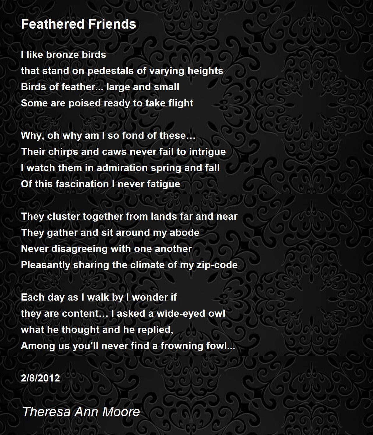 Feathered Friends Feathered Friends Poem by Theresa Ann Moore