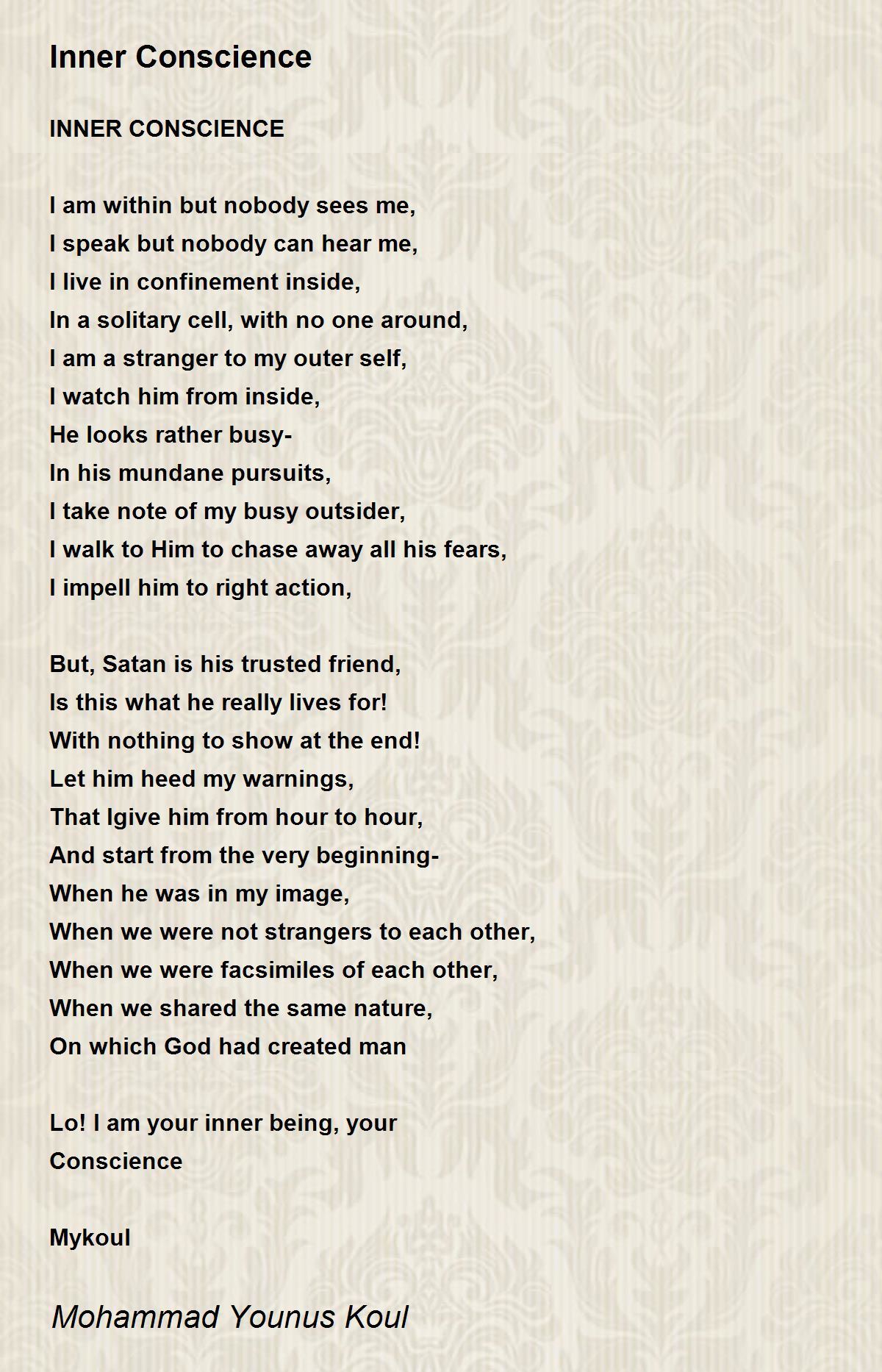 Inner Conscience Inner Conscience Poem by Mohammad Younus