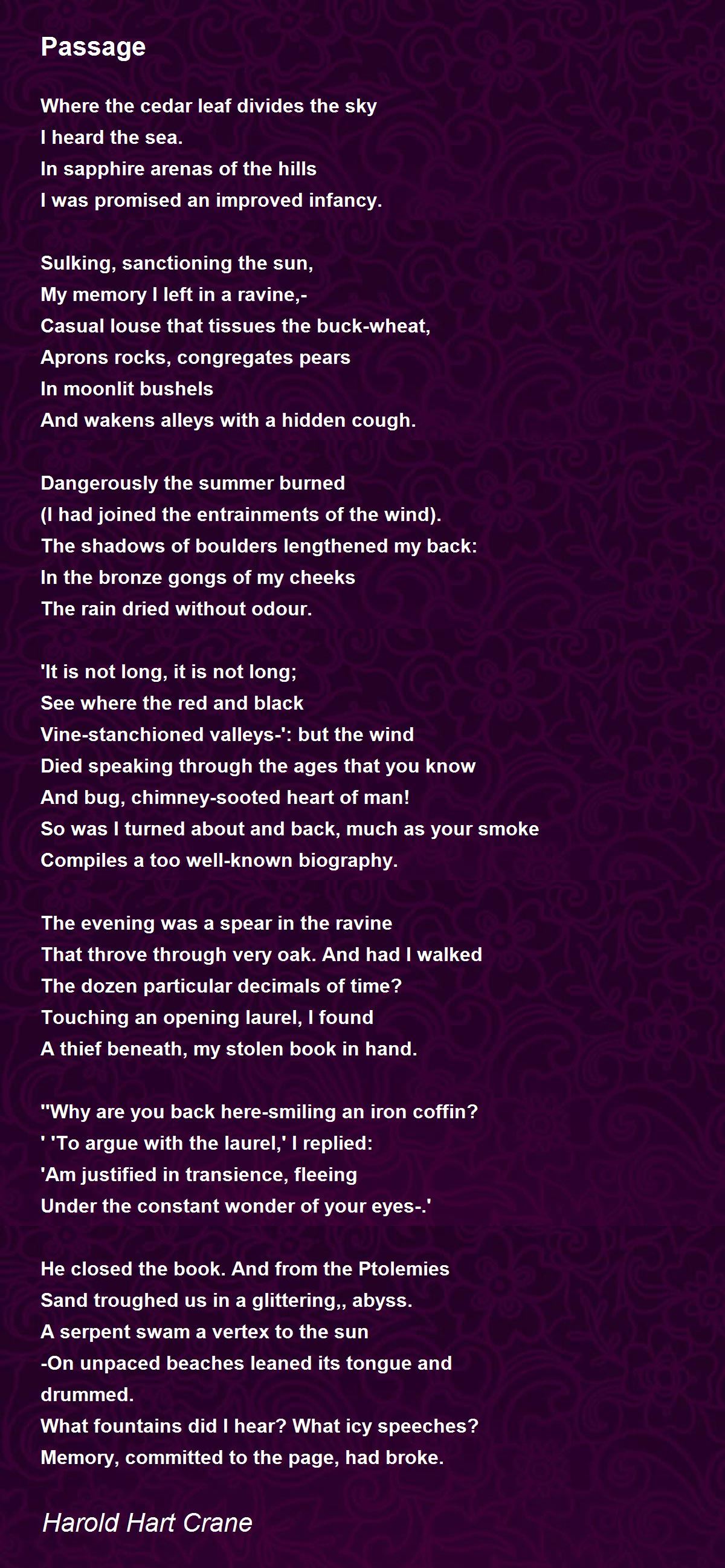 Passage Passage Poem by Harold Hart Crane