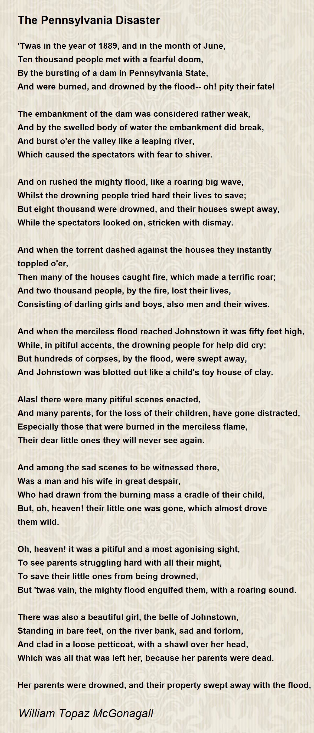 The Pennsylvania Disaster - The Pennsylvania Disaster Poem by William ...