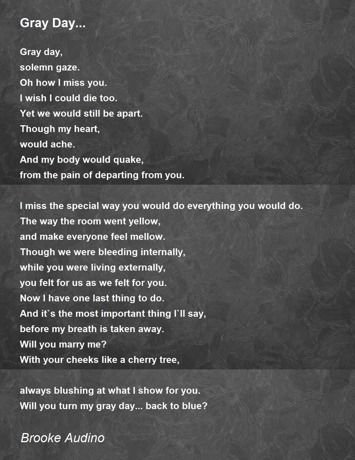 Gray Day... Gray Day... Poem by Brooke Audino