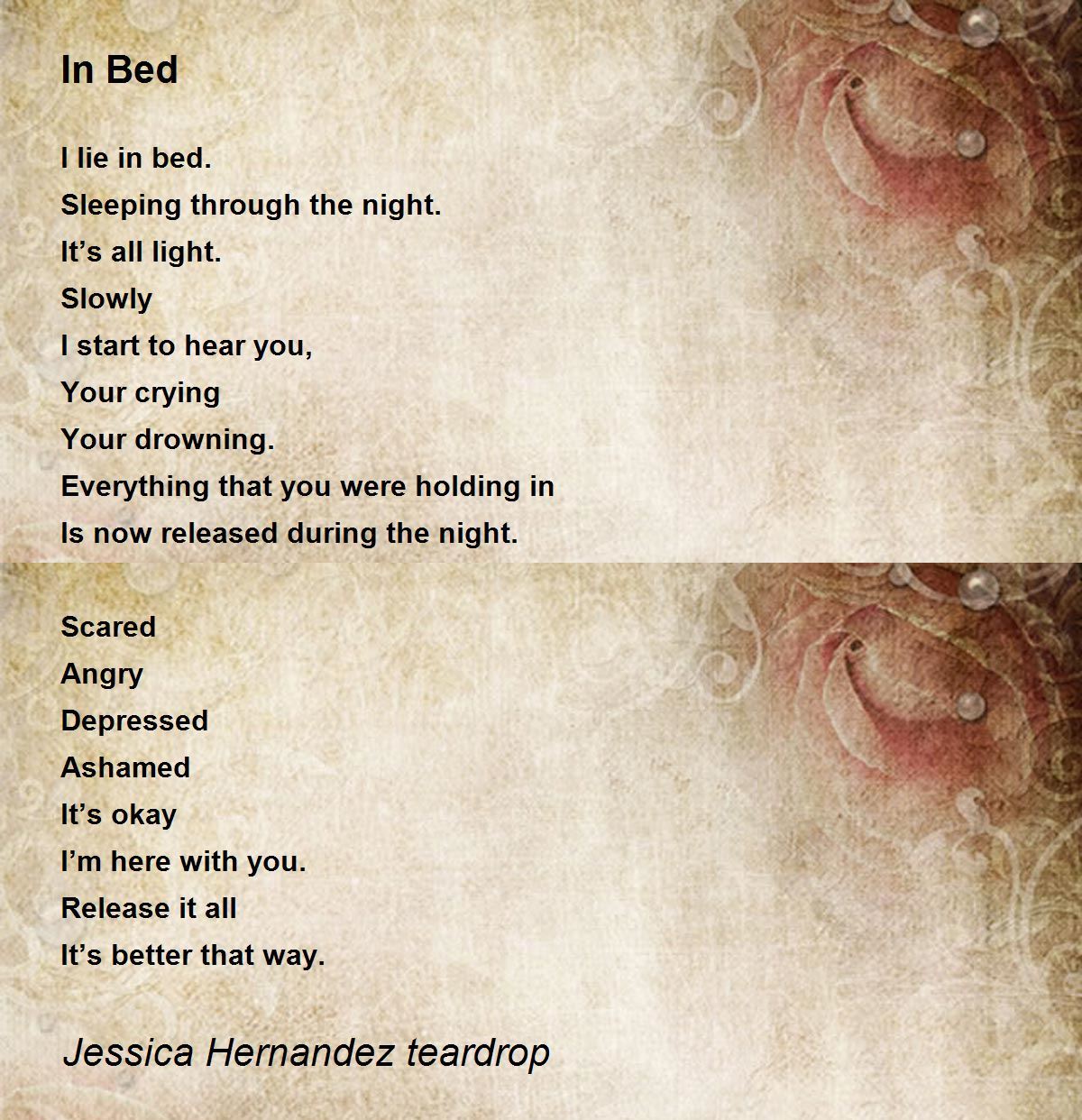 In Bed In Bed Poem by Lyric Hernandez teardrop