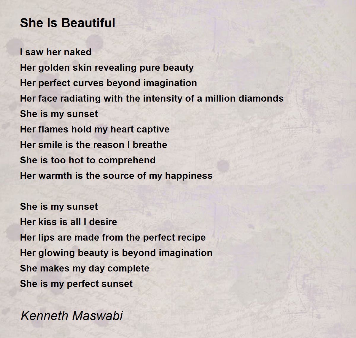 She Is Beautiful She Is Beautiful Poem by Maswabi