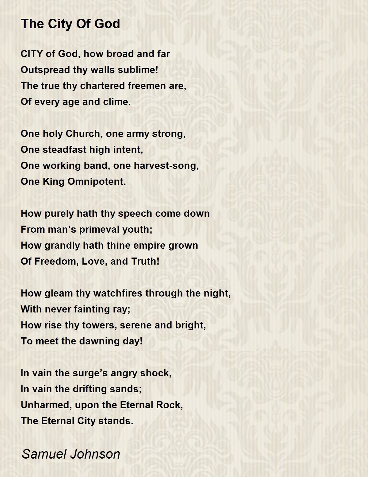 The City Of God The City Of God Poem by Samuel Johnson