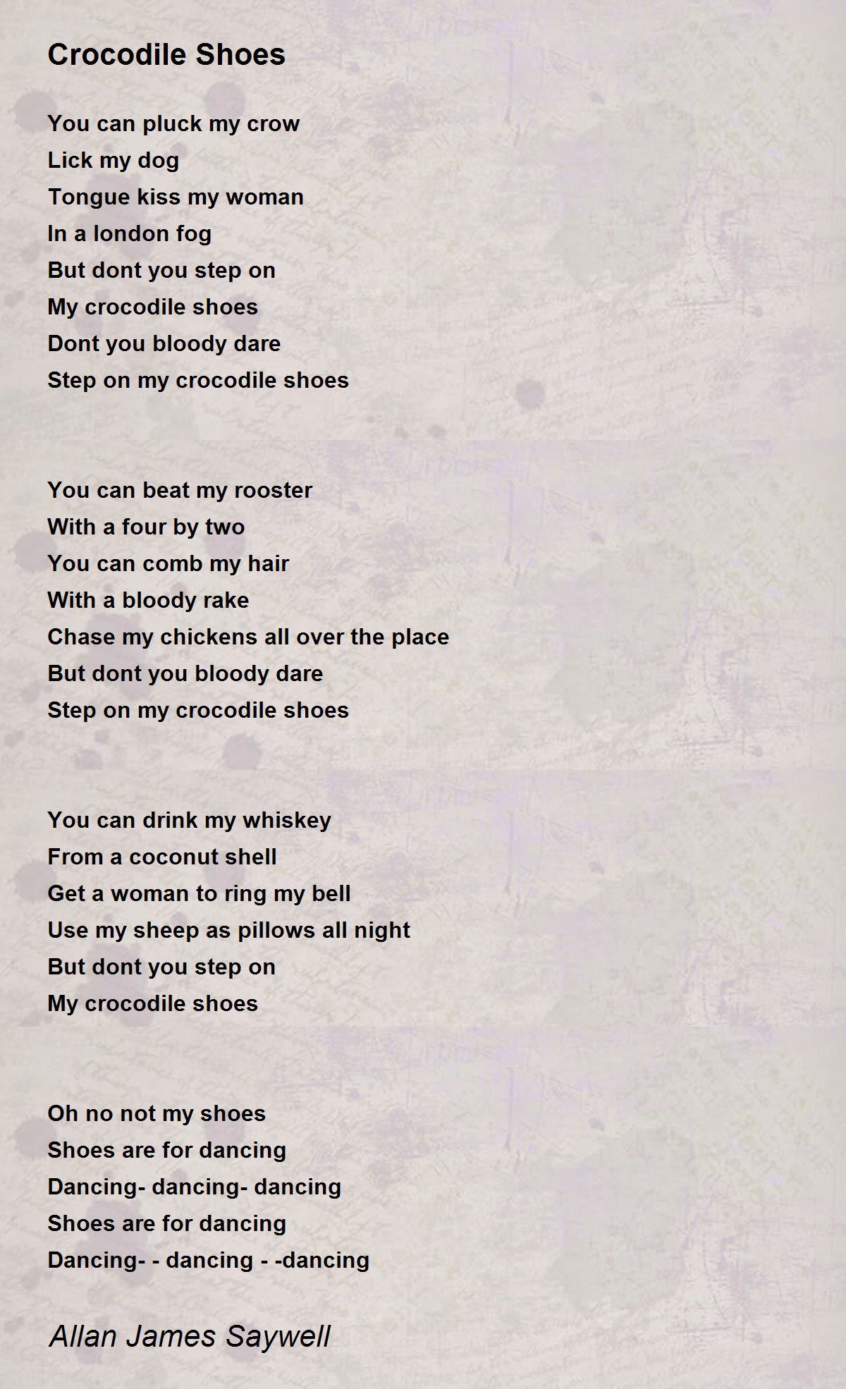 Crocodile Shoes Crocodile Shoes Poem by Allan James Saywell