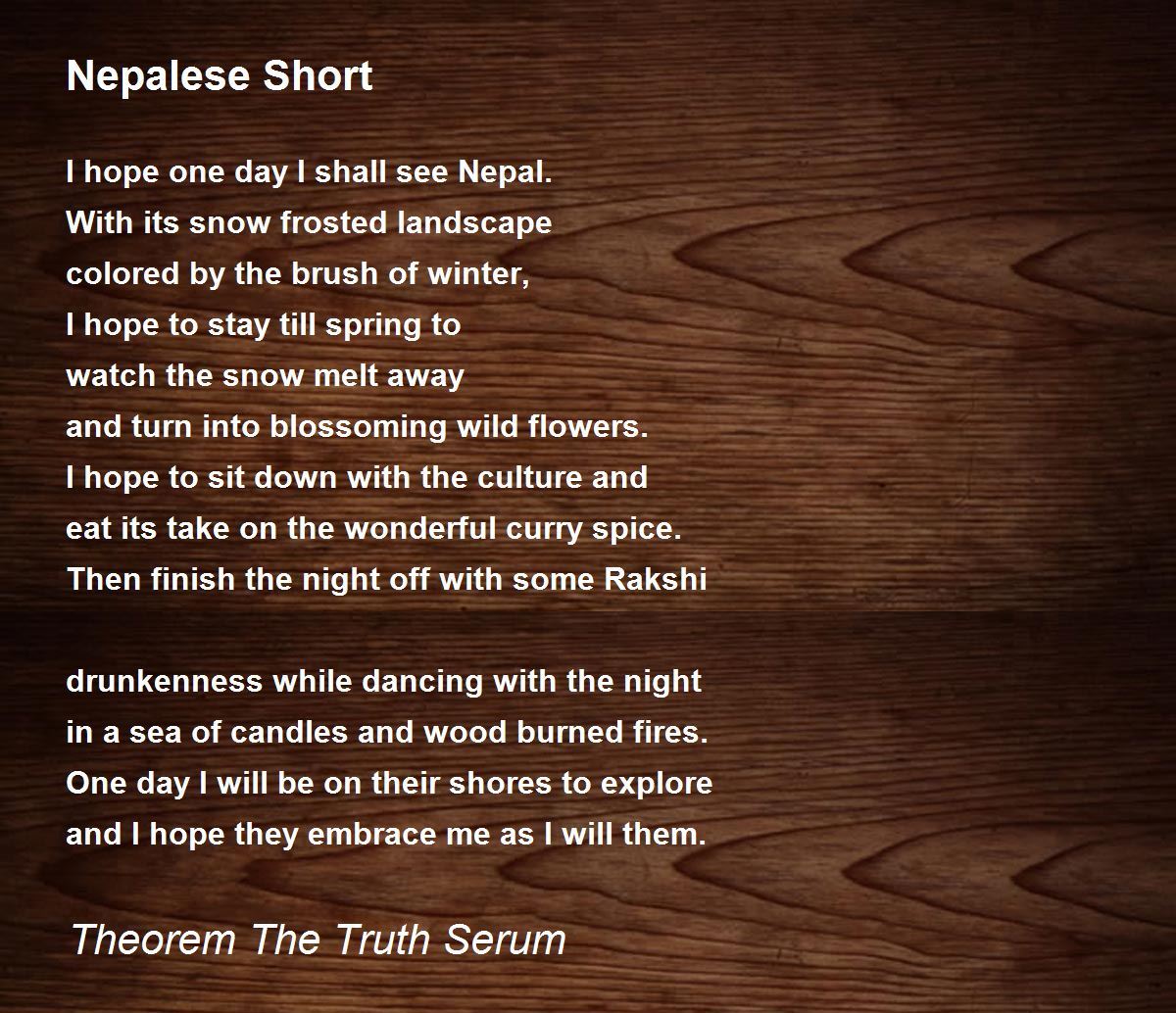 Nepalese Short Nepalese Short Poem by Theorem The Truth Serum