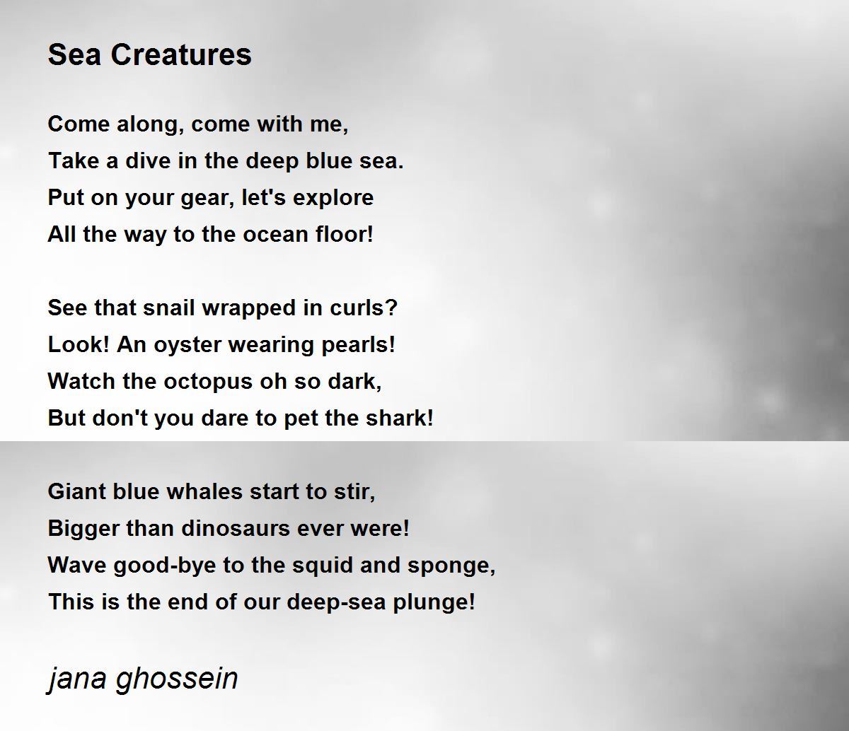 Sea Creatures Poem by jana ghossein - Poem Hunter