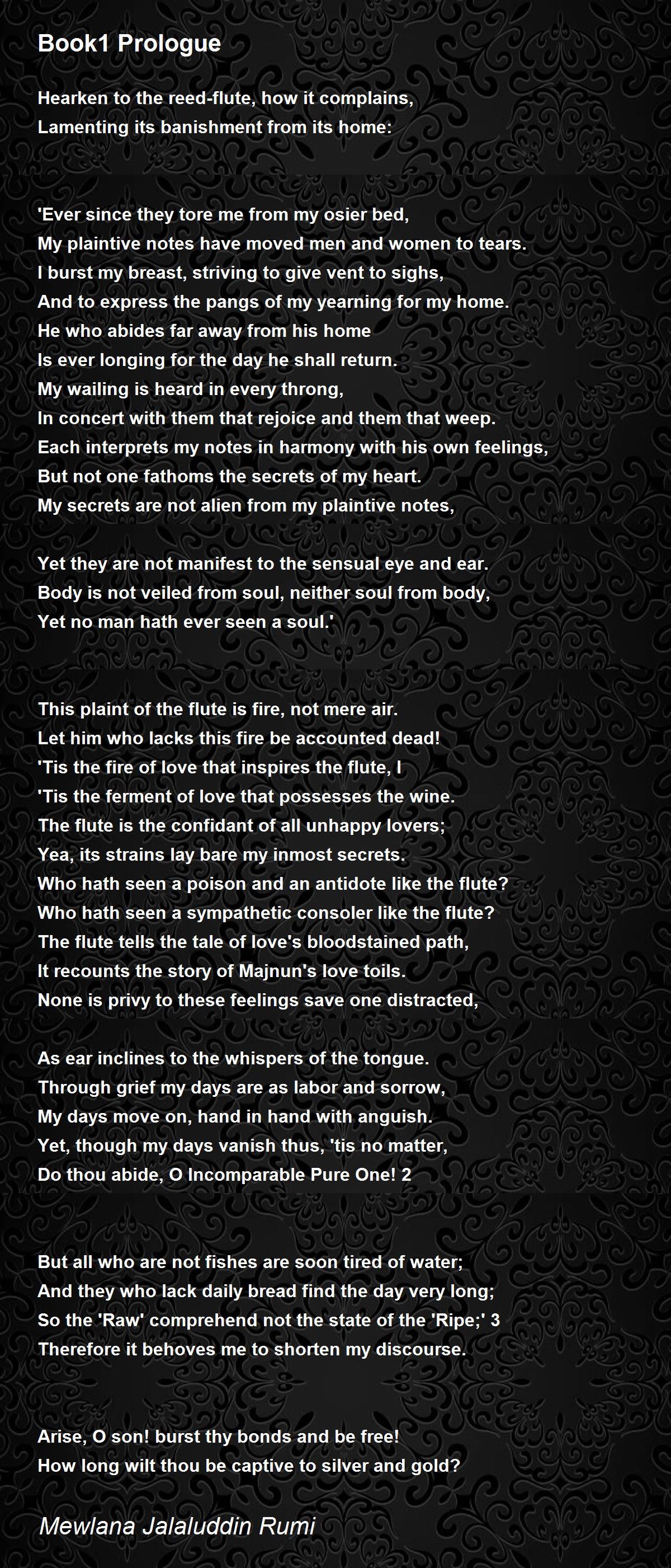 Book1 Prologue Poem by Mewlana Jalaluddin Rumi Poem Hunter