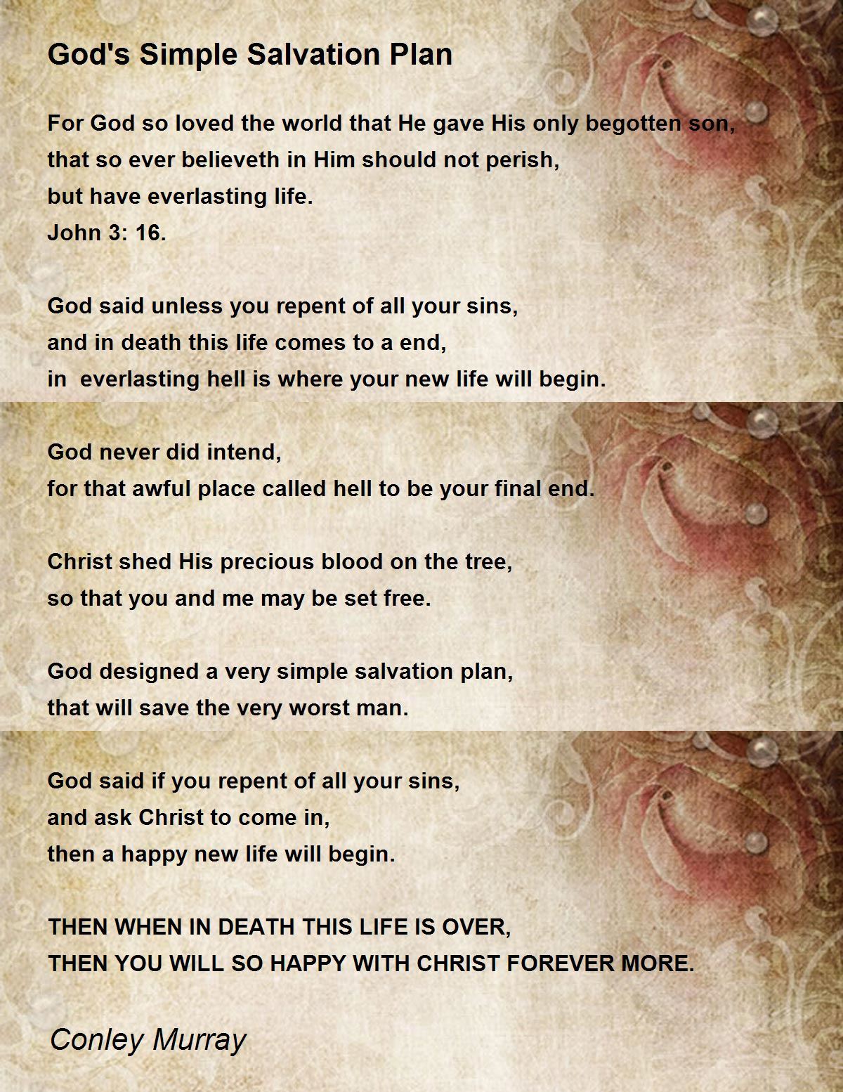 god's simple salvation plan poem by conley murray - poem