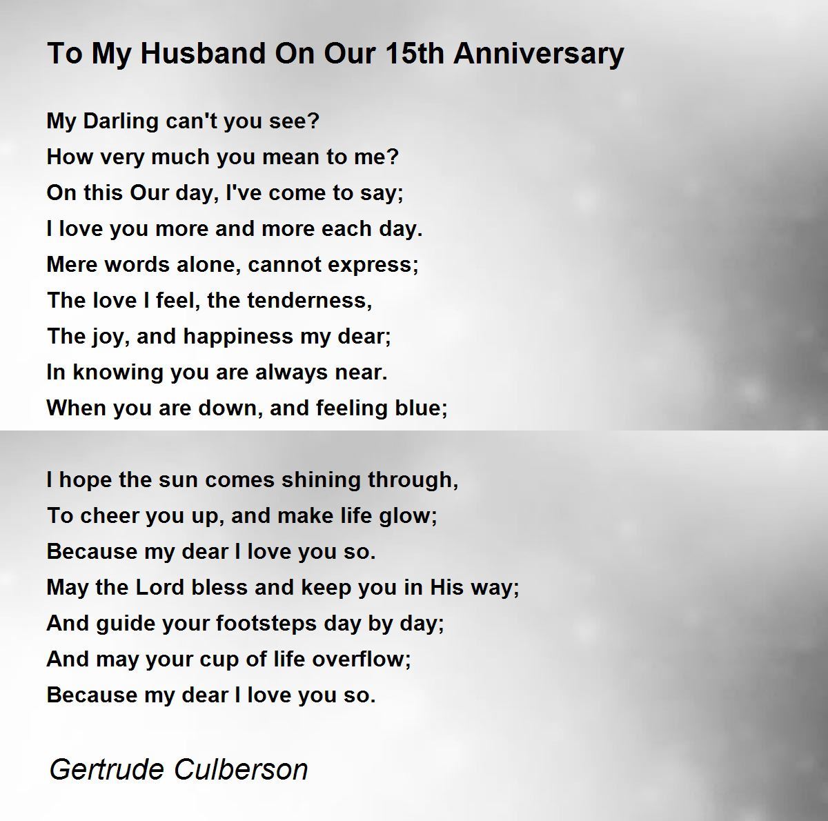 To My Husband On Our 15th Anniversary To My Husband On Our 15th