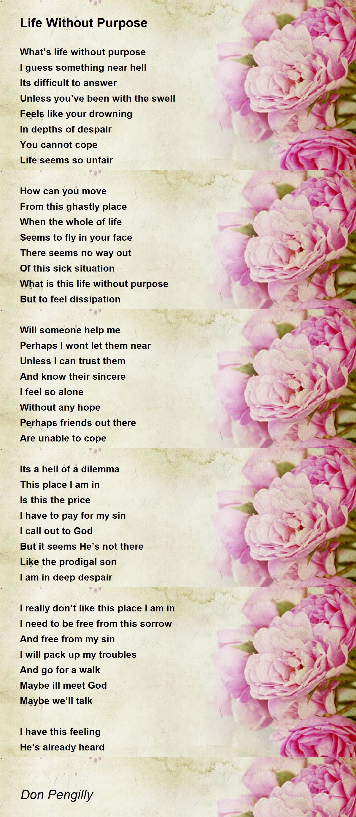 Life Without Purpose Life Without Purpose Poem by Don Pengilly