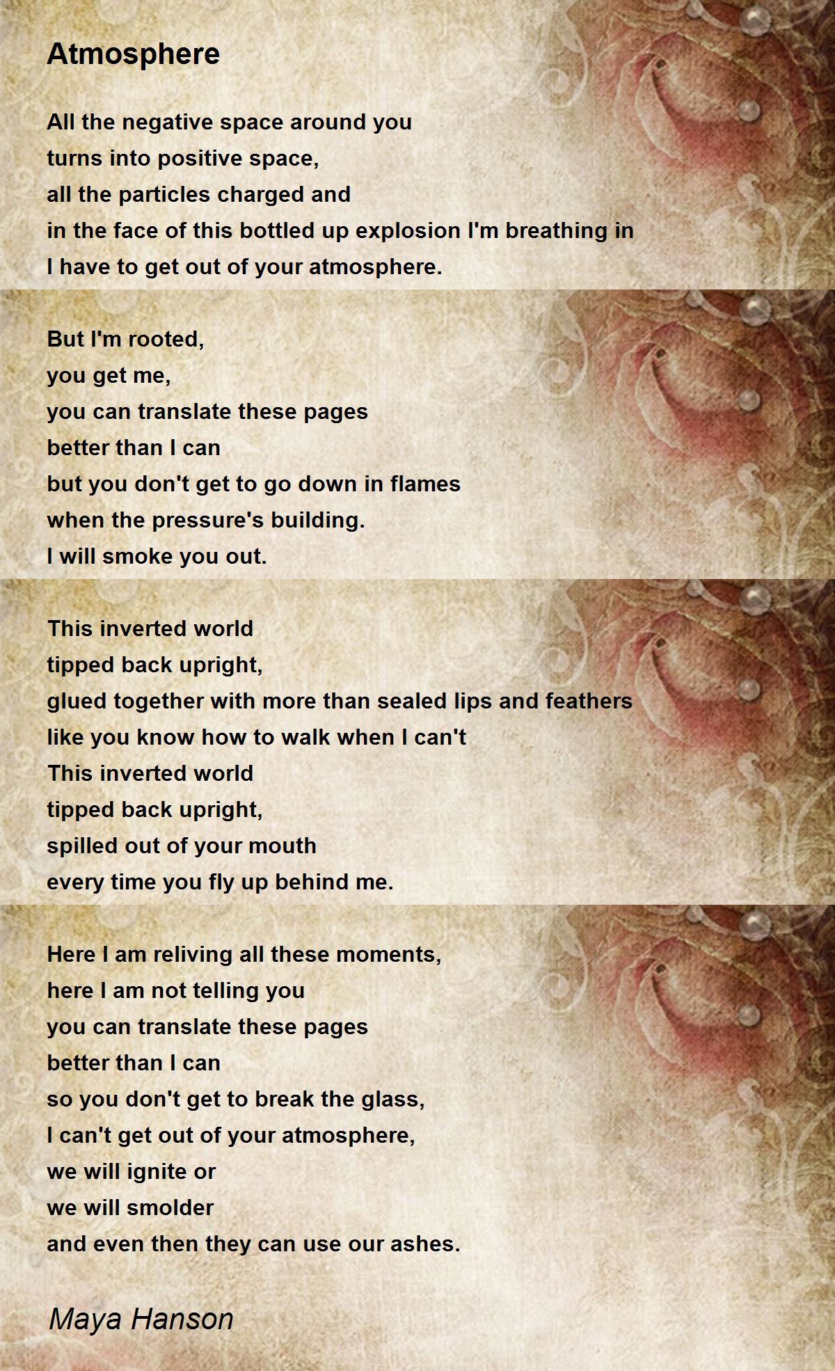 Atmosphere Poem by Maya Hanson Poem Hunter