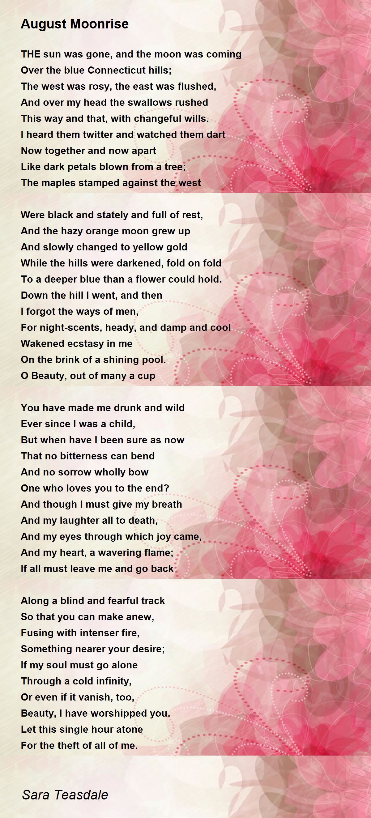 August Moonrise August Moonrise Poem by Sara Teasdale