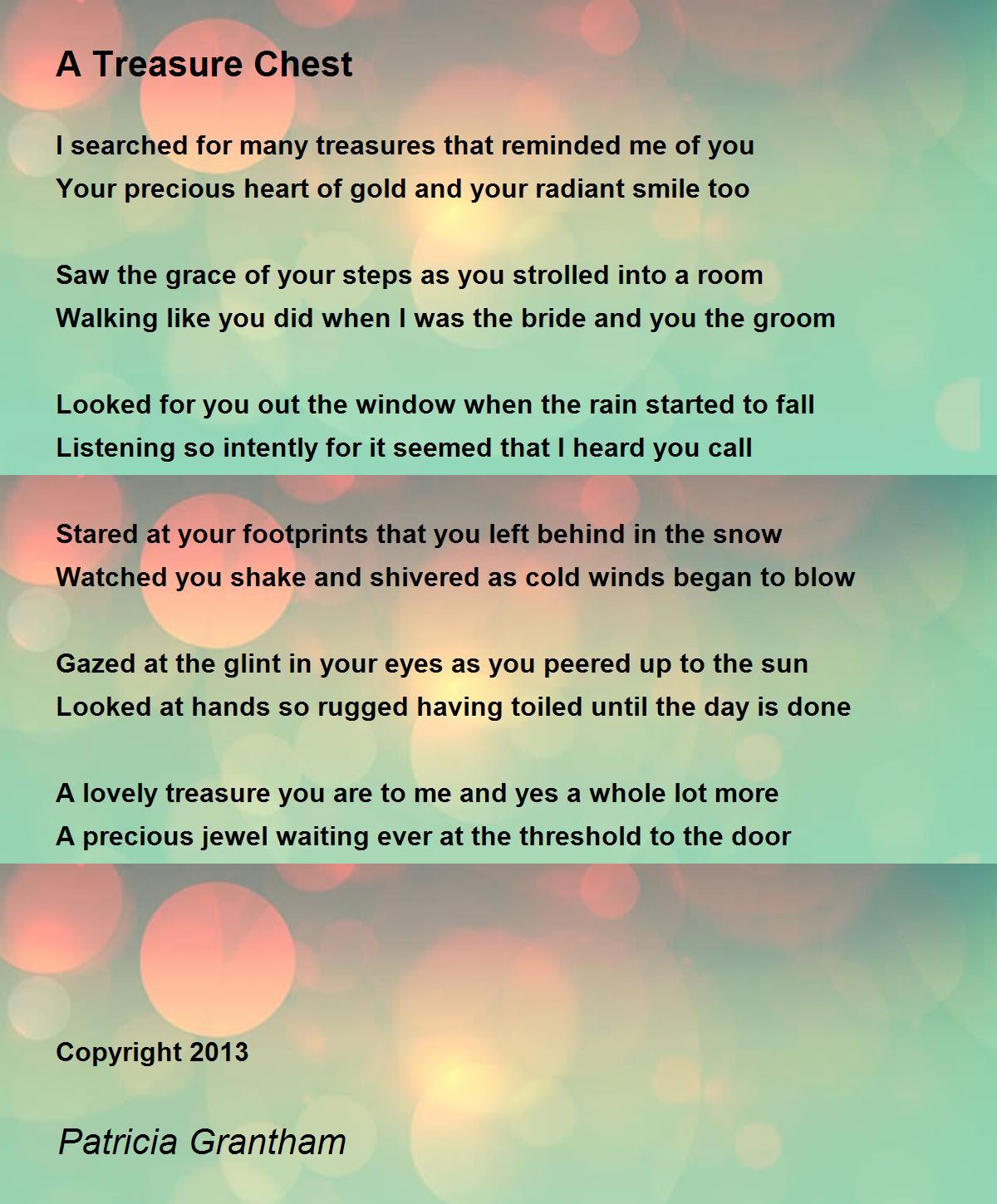 A Treasure Chest Poem by Patricia Grantham Poem Hunter