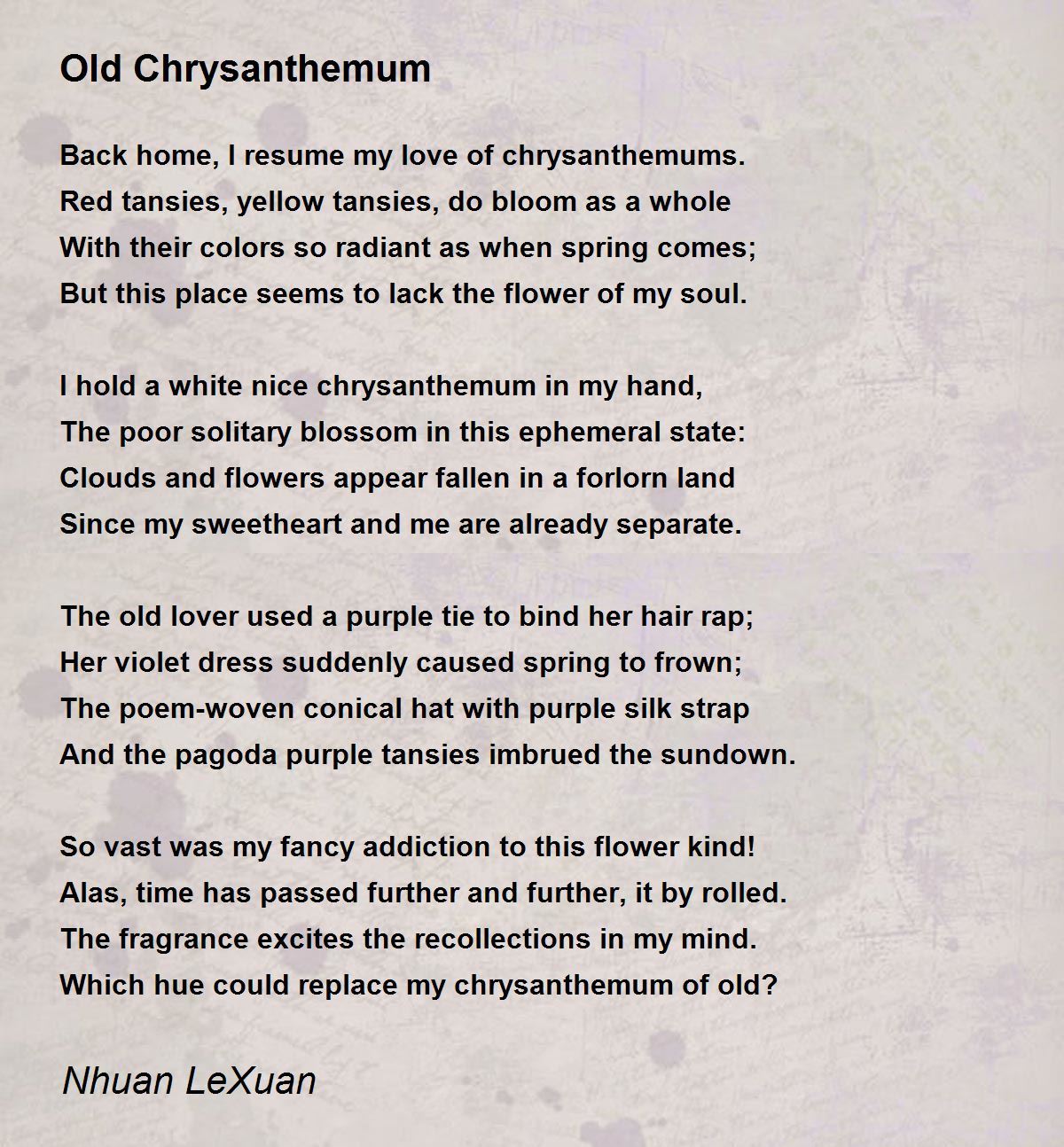 Old Chrysanthemum Old Chrysanthemum Poem by Nhuan LeXuan