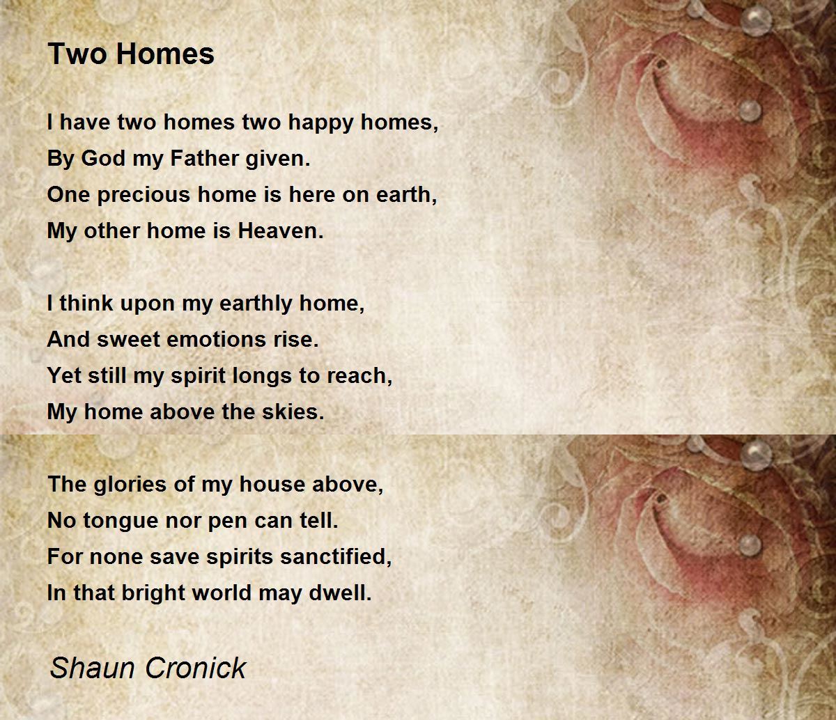Two Homes Two Homes Poem by Shaun Cronick