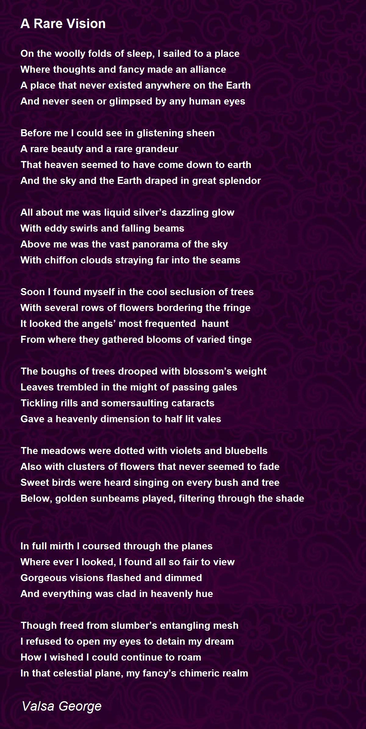 A Rare Vision A Rare Vision Poem by Valsa