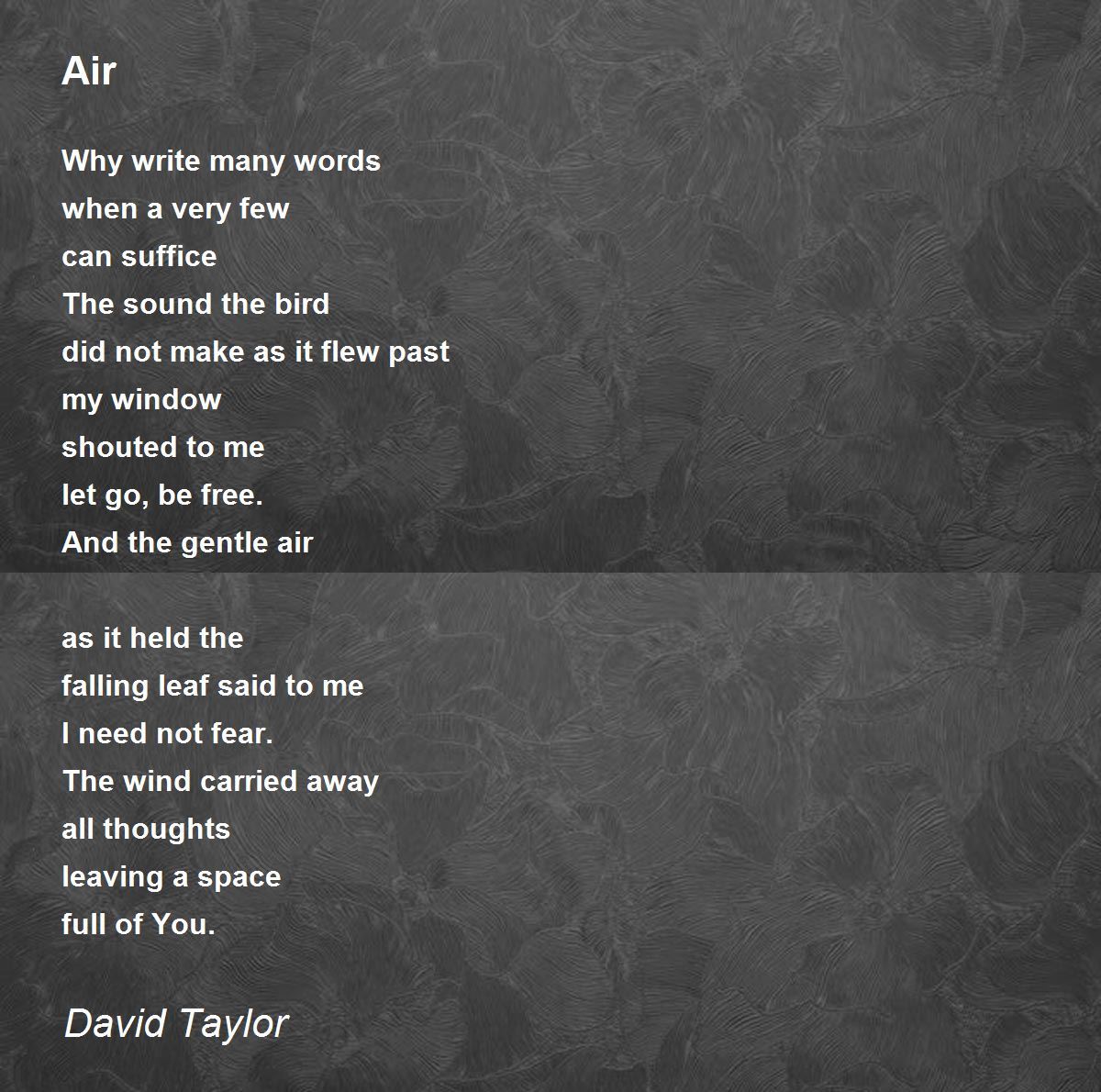 Air Air Poem by David Taylor