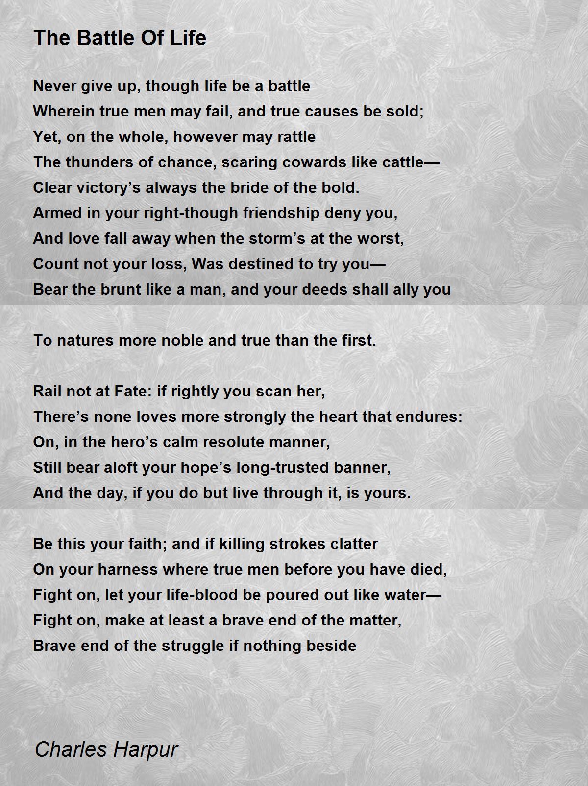 The Battle Of Life Poem by Charles Harpur Poem Hunter