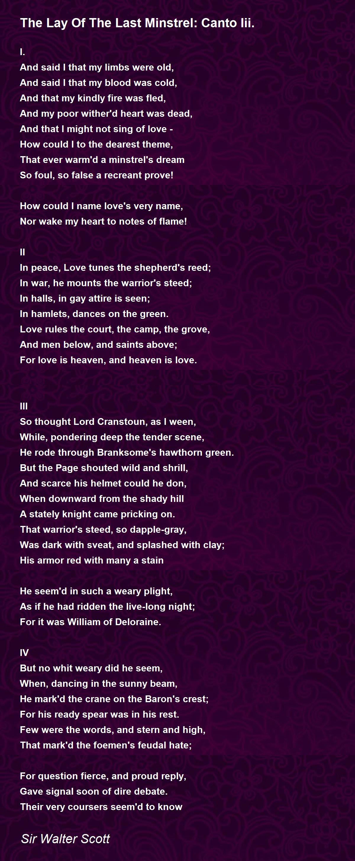 The Lay Of The Last Minstrel Canto Iii. The Lay Of The Last Minstrel