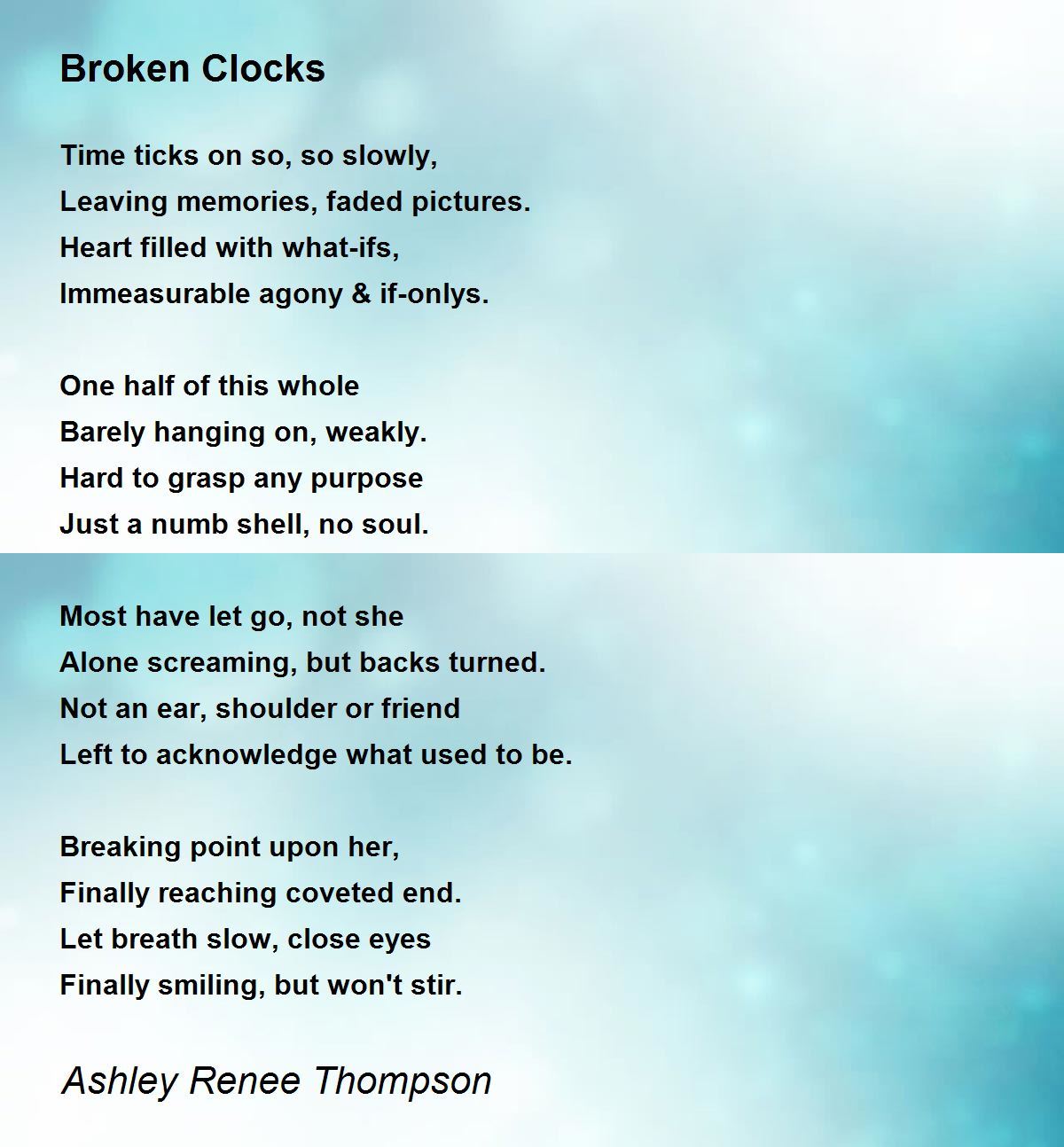 Broken Clocks Broken Clocks Poem by Ashley Renee Thompson