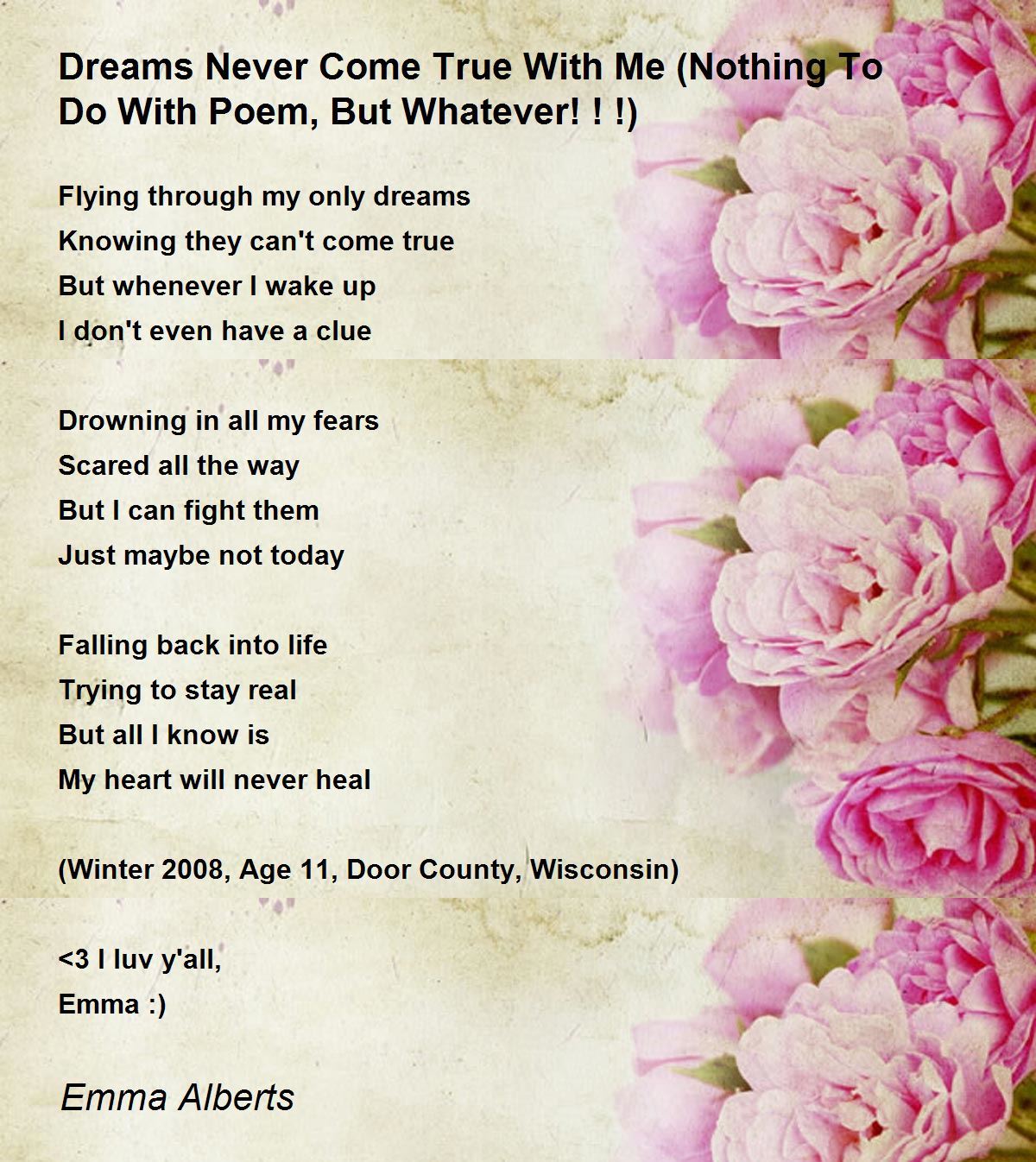 Dreams Never Come True With Me (Nothing To Do With Poem, But Whatever