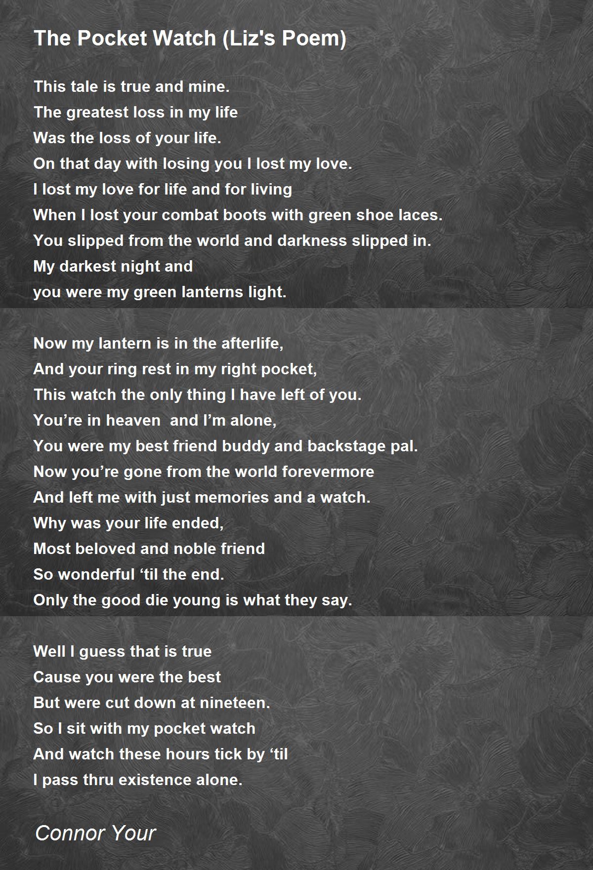 The Pocket Watch (Liz's Poem) The Pocket Watch (Liz's Poem) Poem by