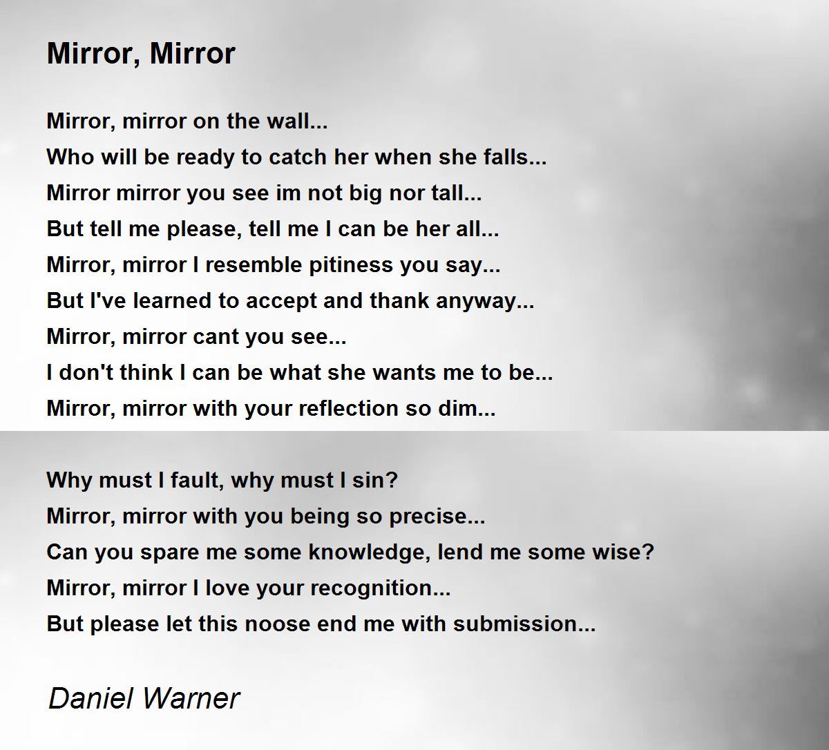 Mirror, Mirror Mirror, Mirror Poem by Daniel Warner