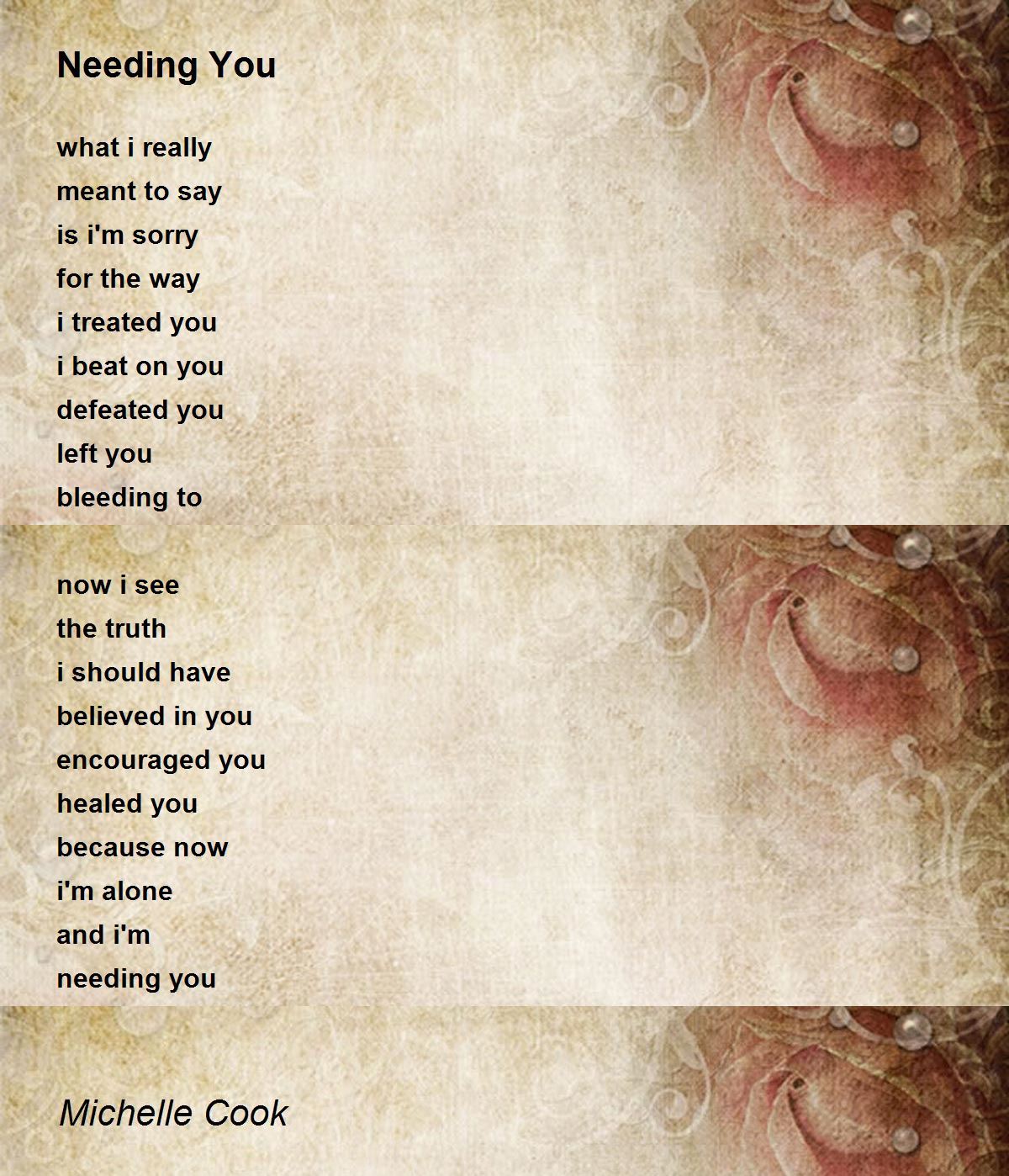 Needing You Needing You Poem by Michelle Cook