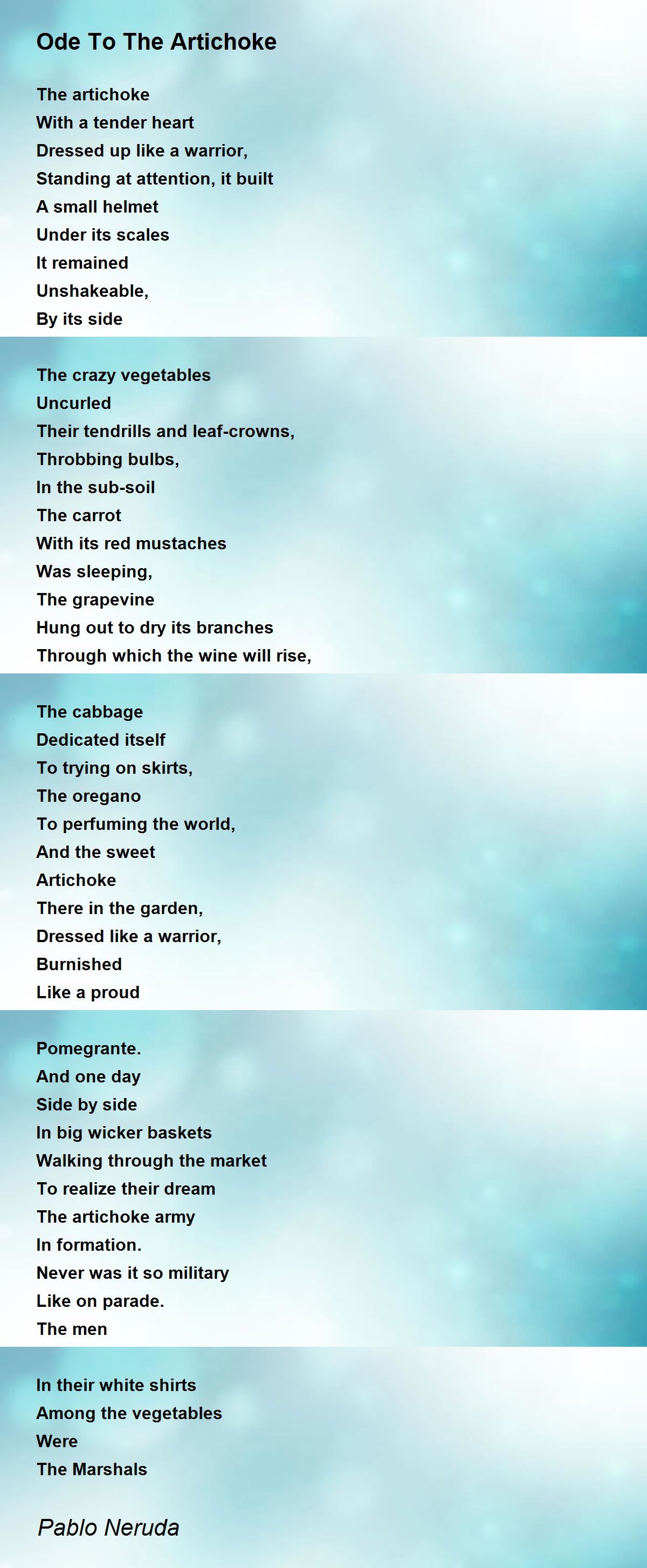 Ode To The Artichoke Poem by Pablo Neruda Poem Hunter