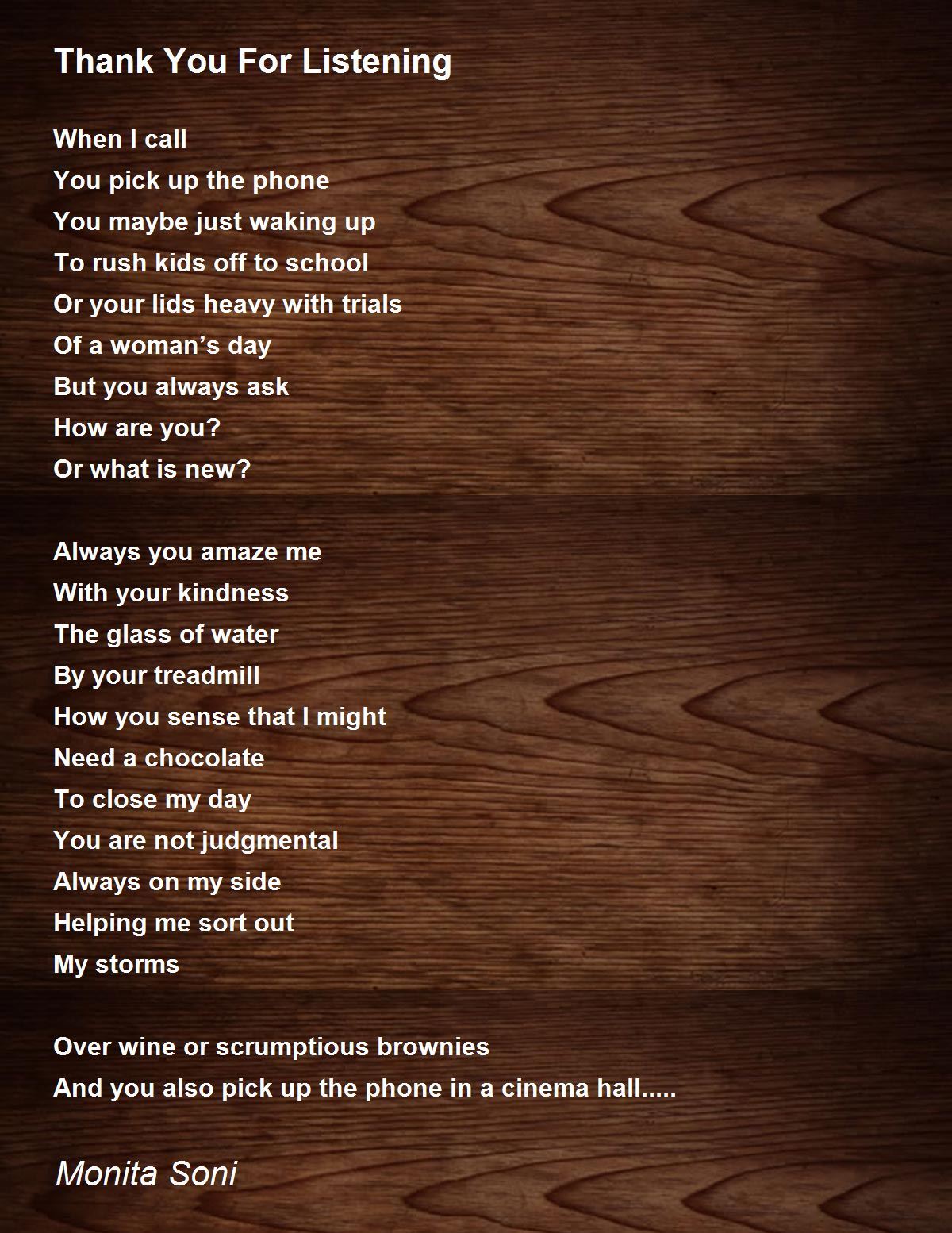 Thank You For Listening By Monita Soni Thank You For Listening Poem