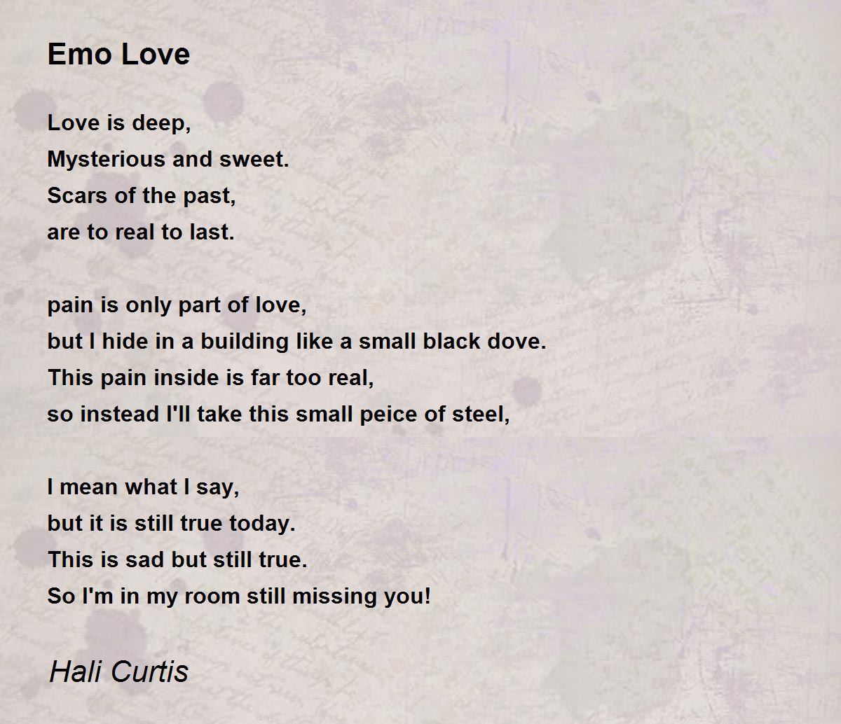  Emo  Love  by Hali Curtis Emo  Love  Poem 