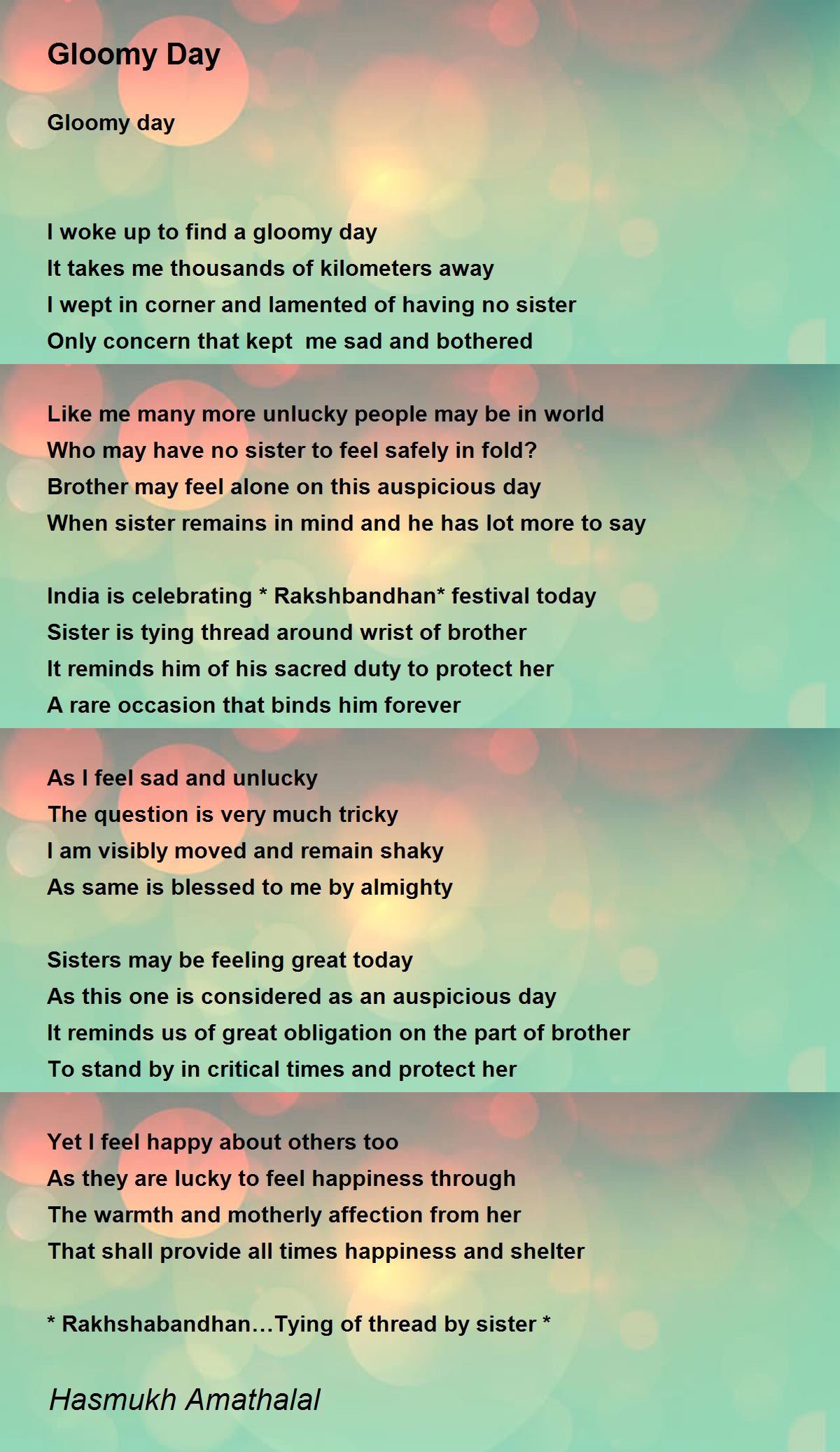 Gloomy Day Gloomy Day Poem by Mehta Hasmukh Amathaal