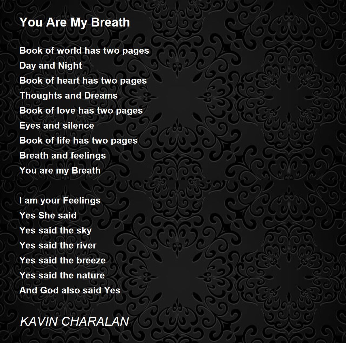 You take my breath away poems