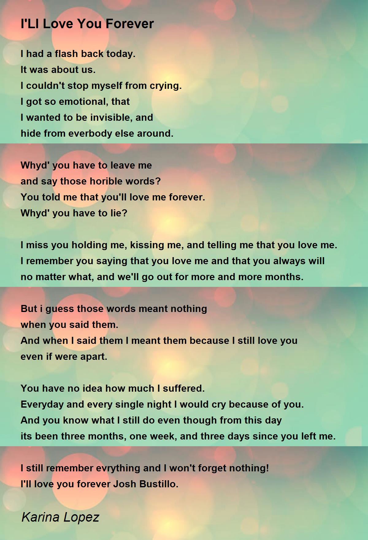 I Ll Love You Forever I Ll Love You Forever Poem By Karina Lopez