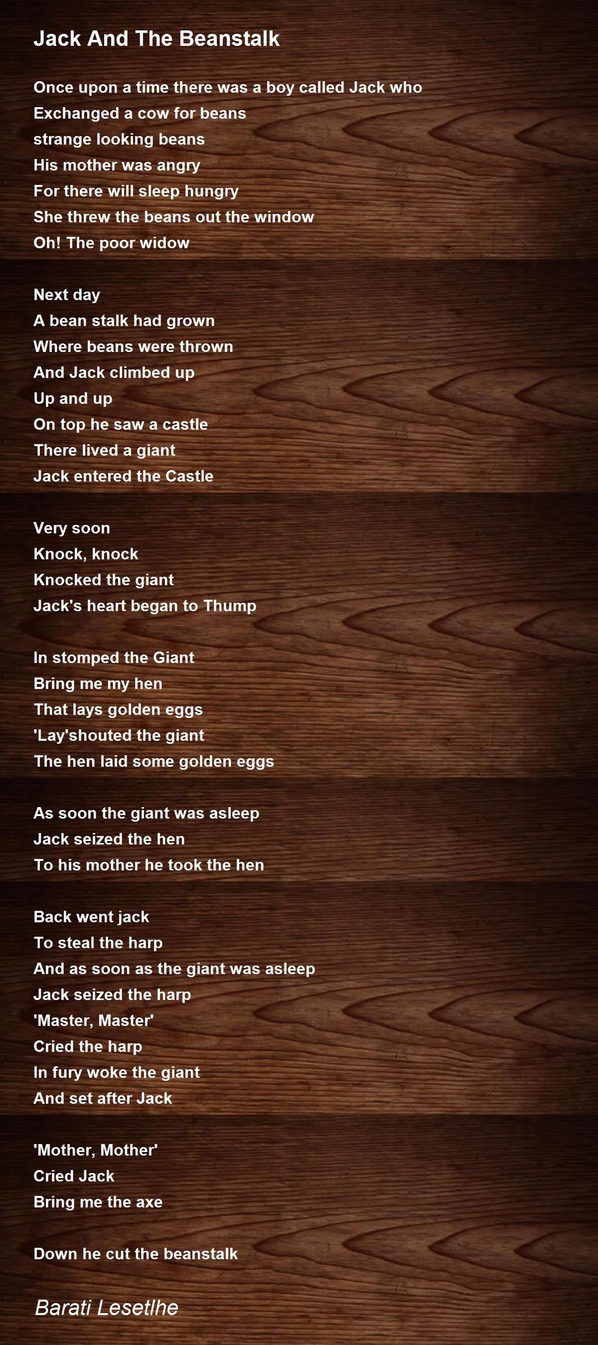 Jack And The Beanstalk Poem by Barati Lesetlhe - Poem Hunter